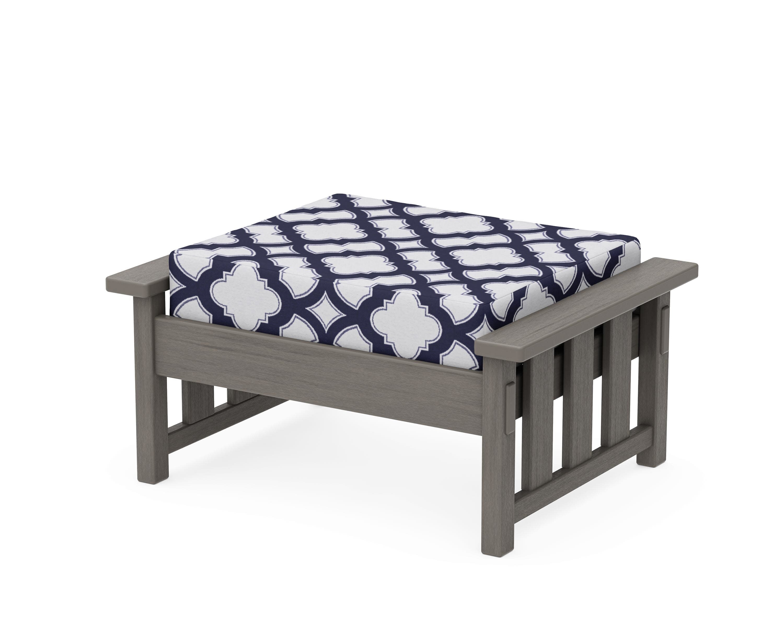 Acadia Deep Seating Ottoman in Driftwood / Trellis Navy