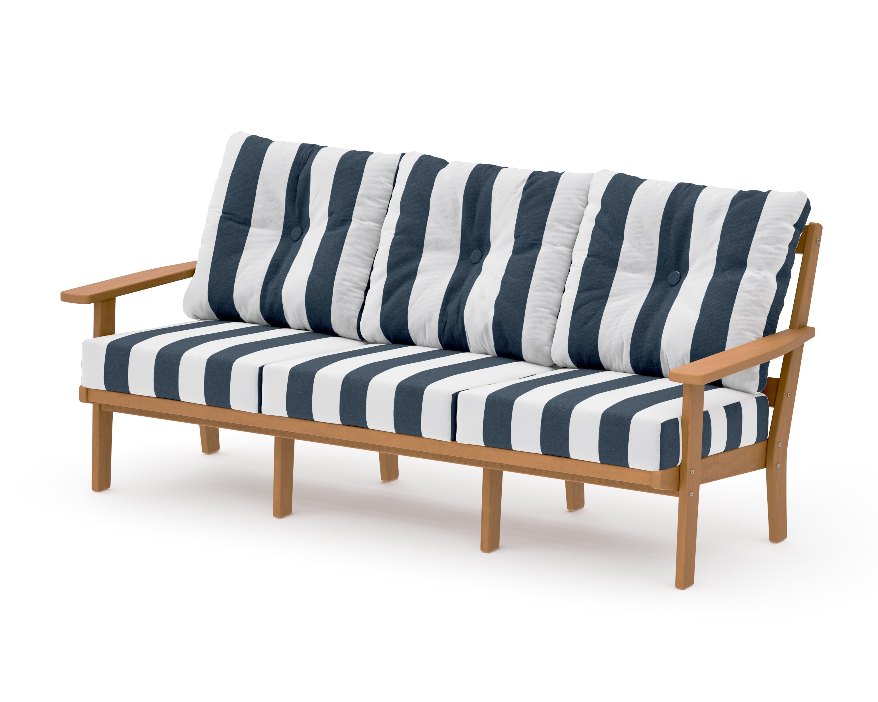 Oxford Deep Seating Sofa in Natural / Cabana Stripe Marine Indigo