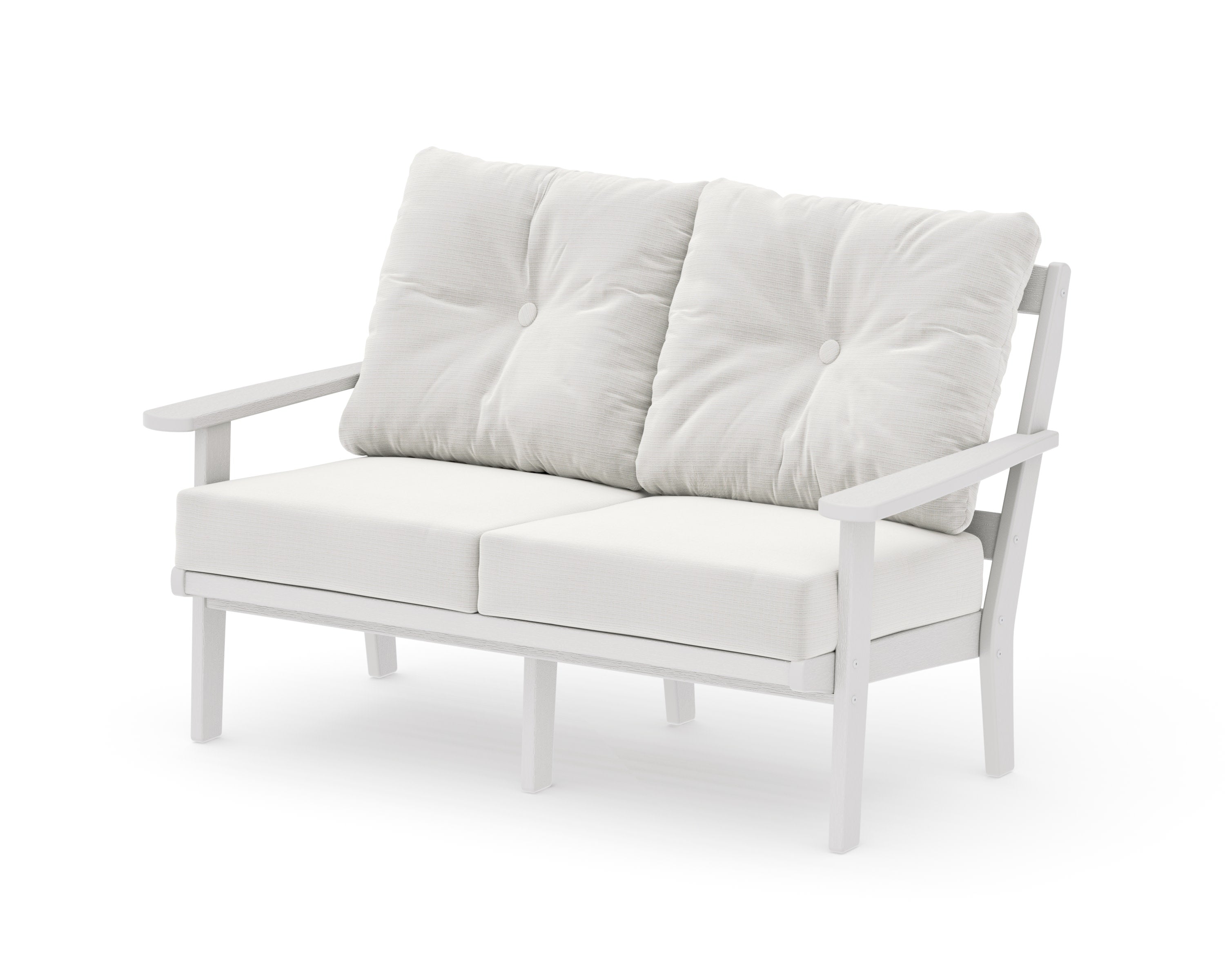 Mission Deep SeatingLoveseat in Vintage White / Natural Linen