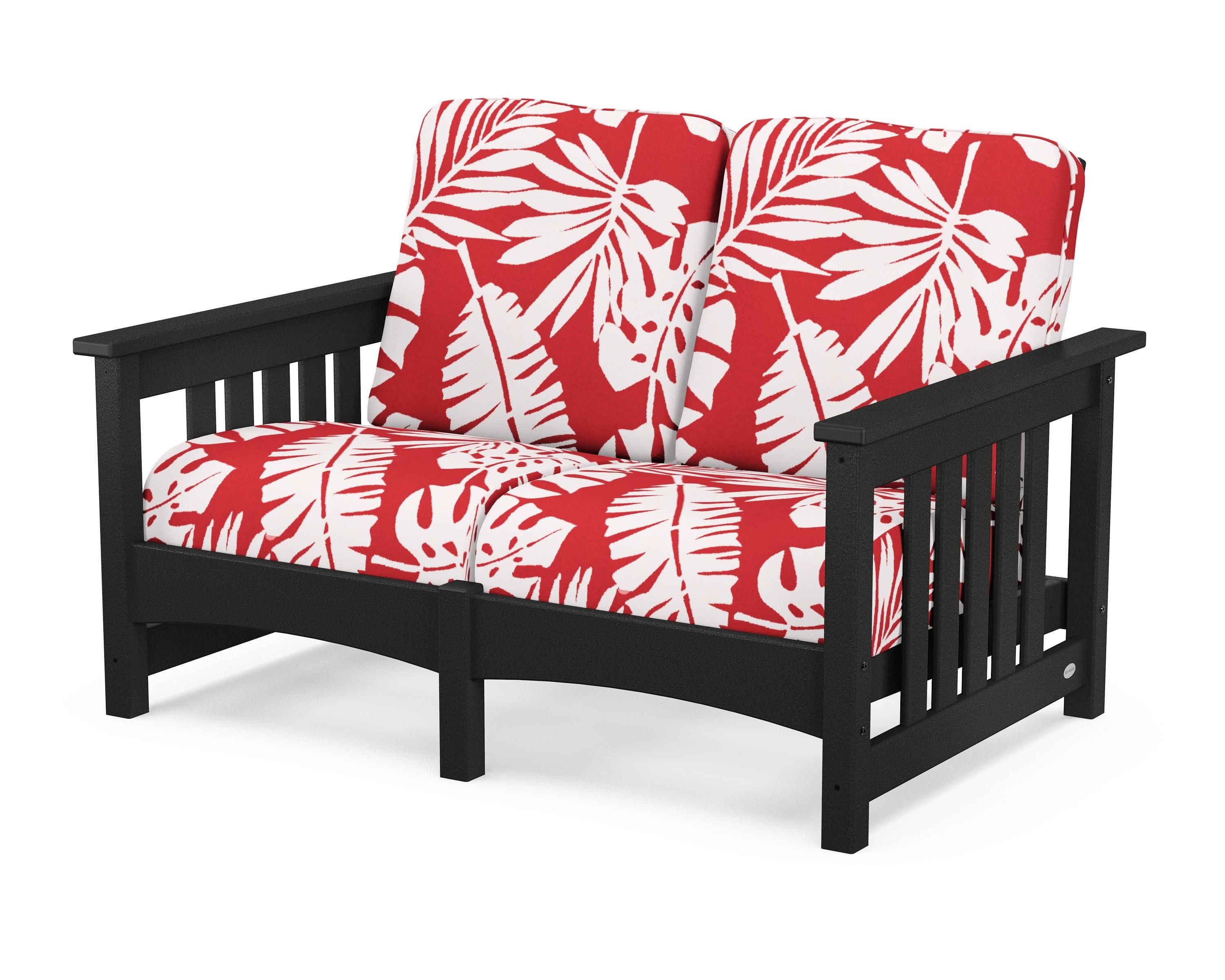 Club Mission Loveseat in Black / Leaf Crimson
