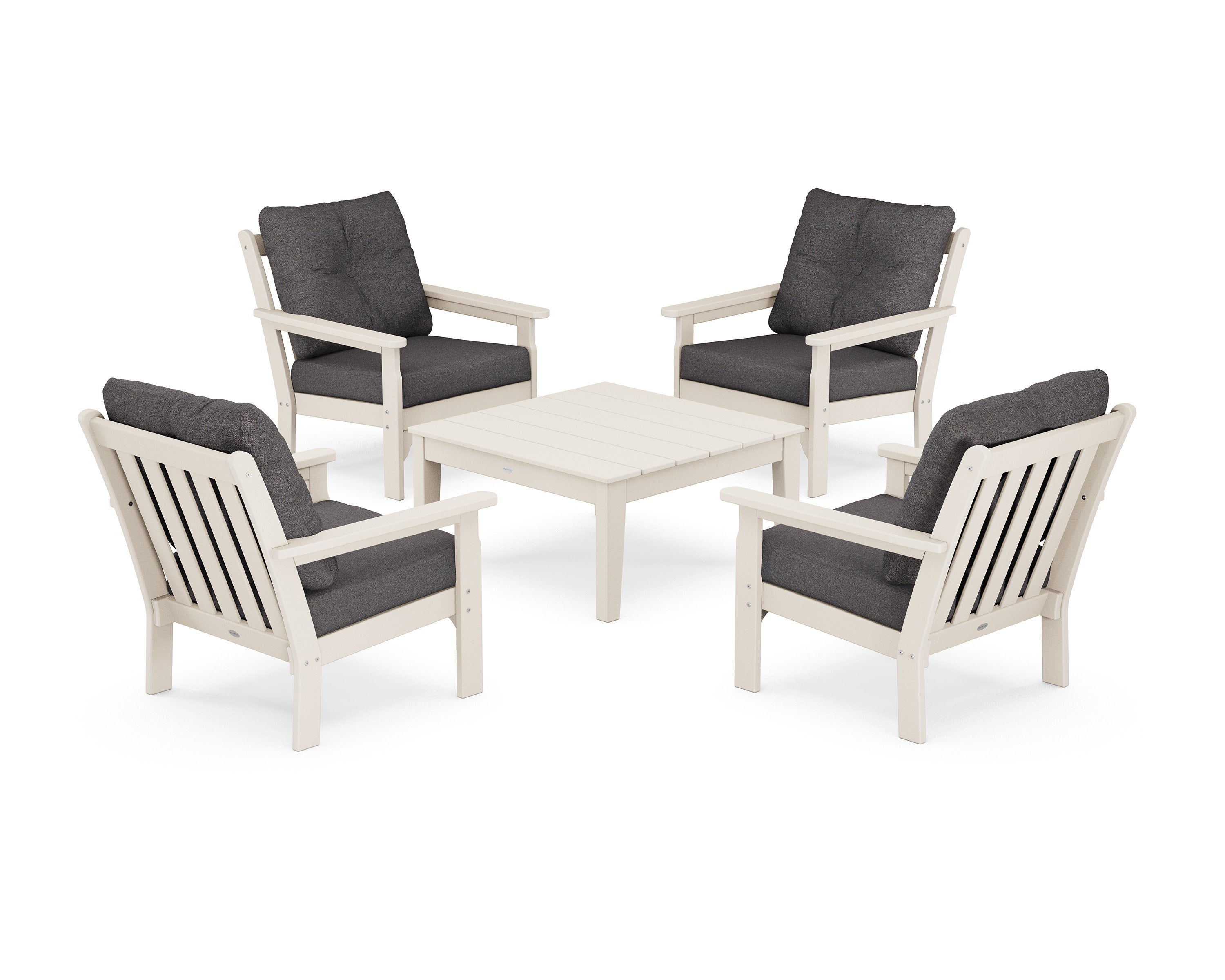 Vineyard 5-Piece Deep Seating Conversation Set in Sand / Ash Charcoal