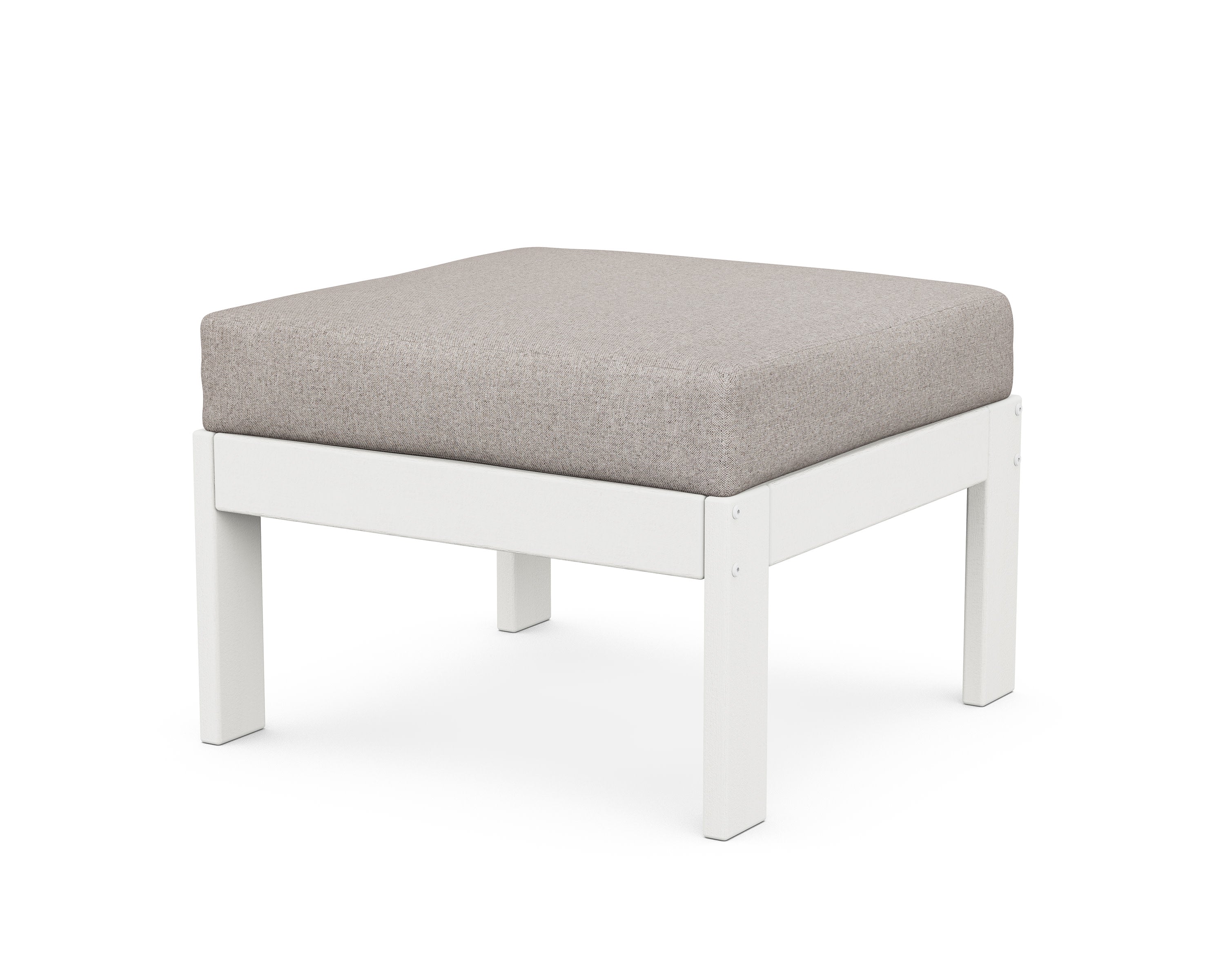 Vineyard Modular Ottoman in Vintage White / Weathered Tweed