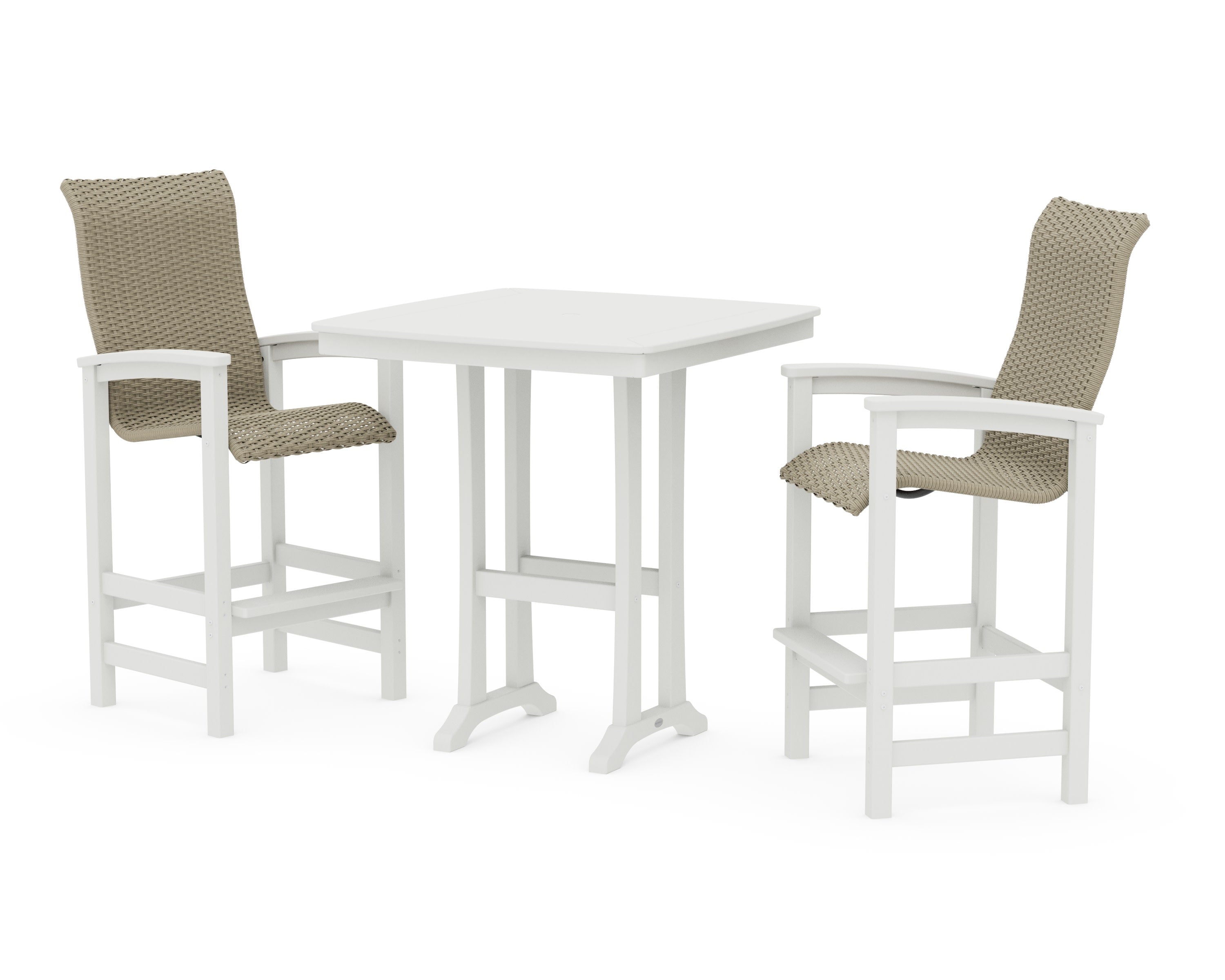 Coastal Woven High-Back 3-Piece Bar Set in White / Dune Grass