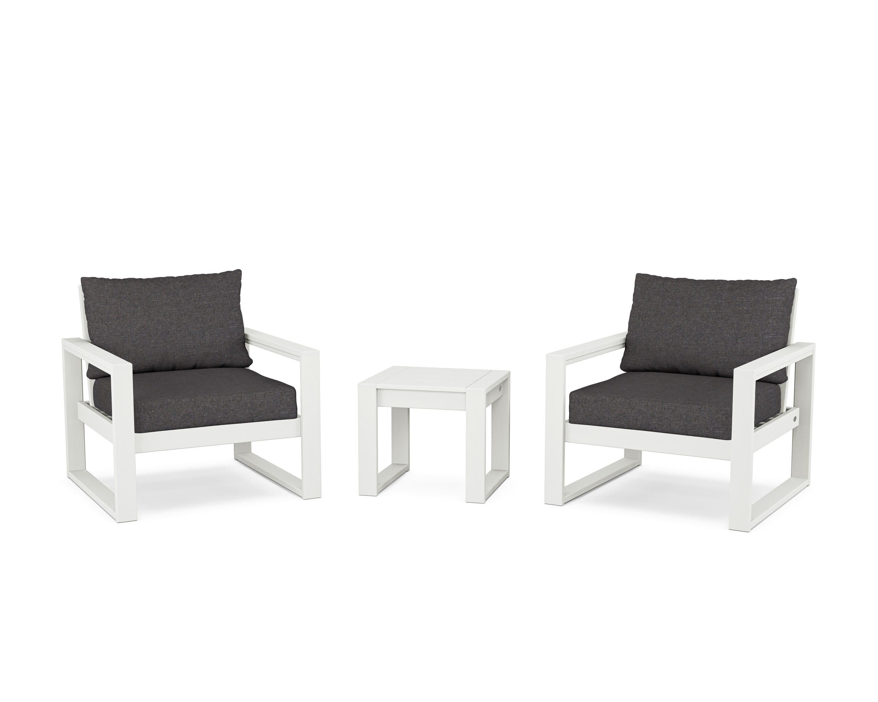 EDGE Sectional 3-Piece Deep Seating Set in Vintage White / Ash Charcoal