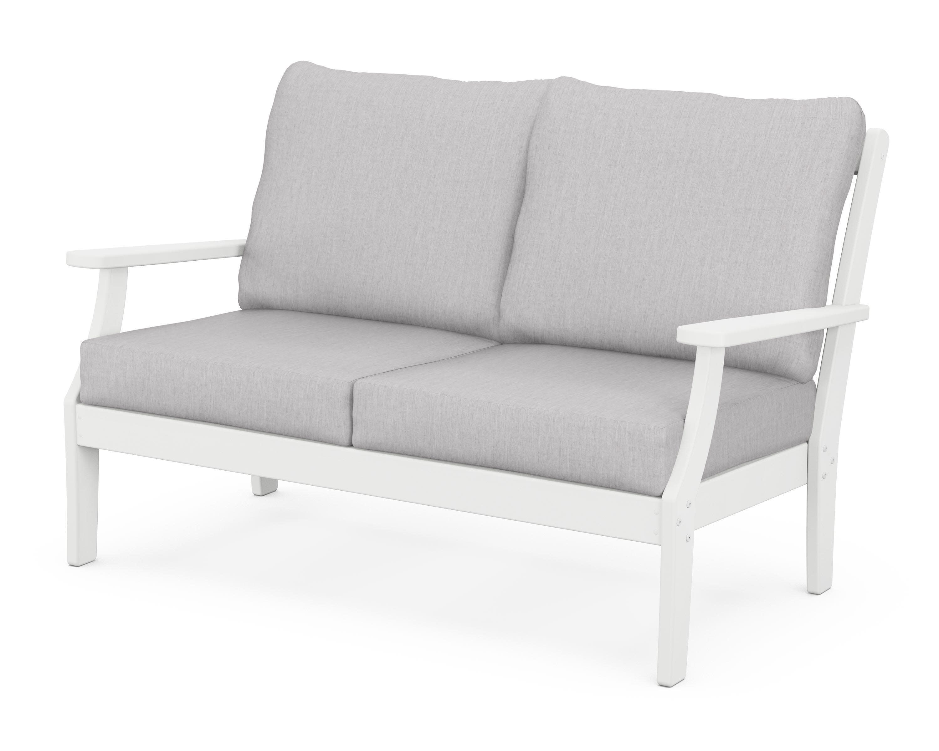 Braxton Deep Seating Loveseat in White / Granite