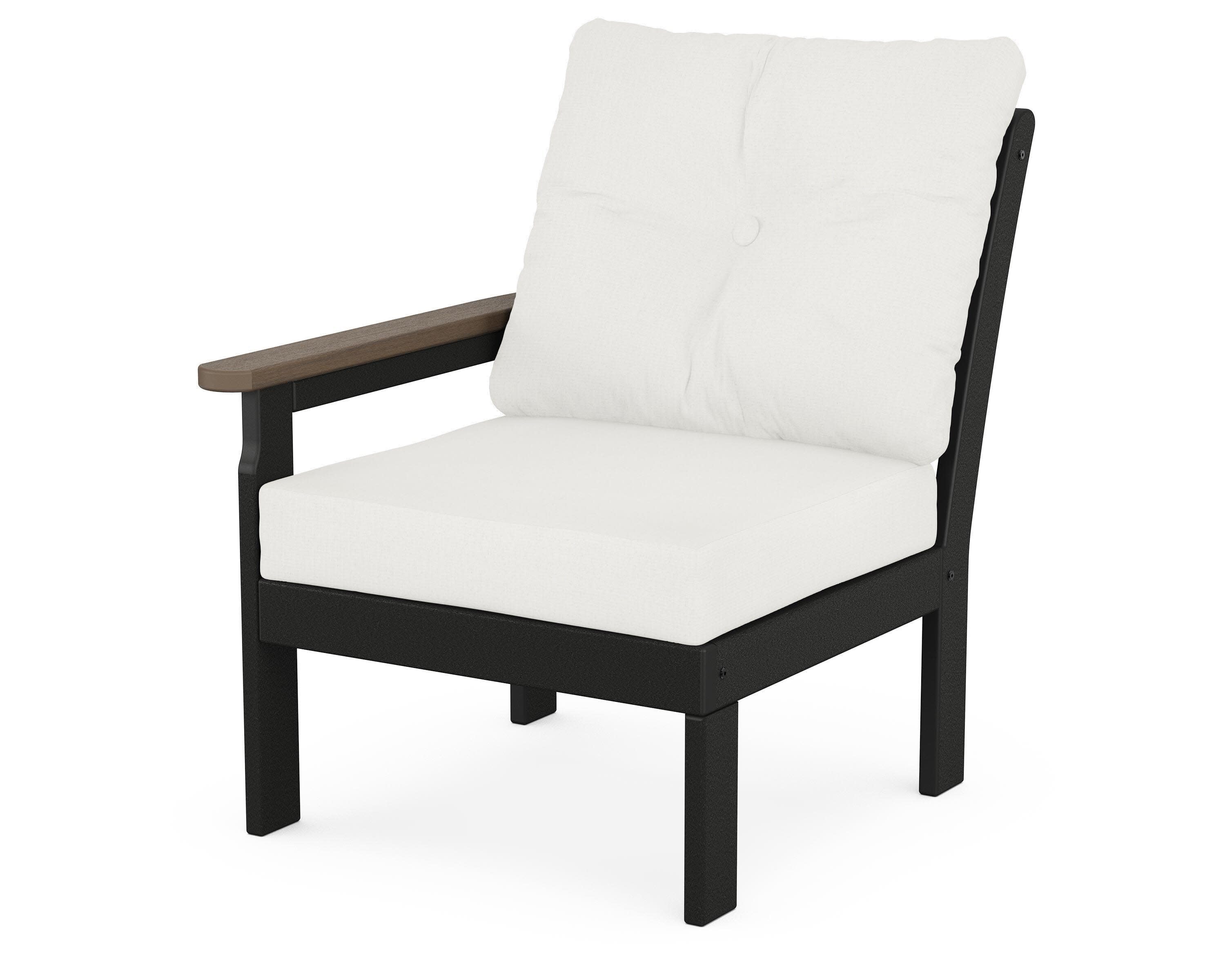 Vineyard Modular Left Arm Chair in Black / Kona / Natural Linen