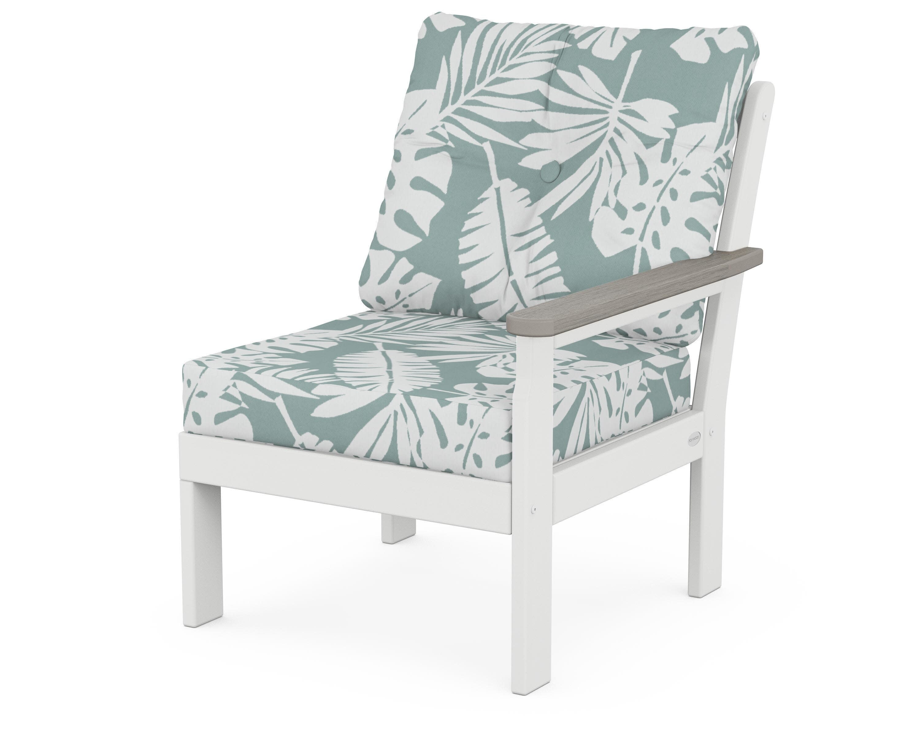 Vineyard Modular Right Arm Chair in White / Driftwood / Leaf Glacier Spa