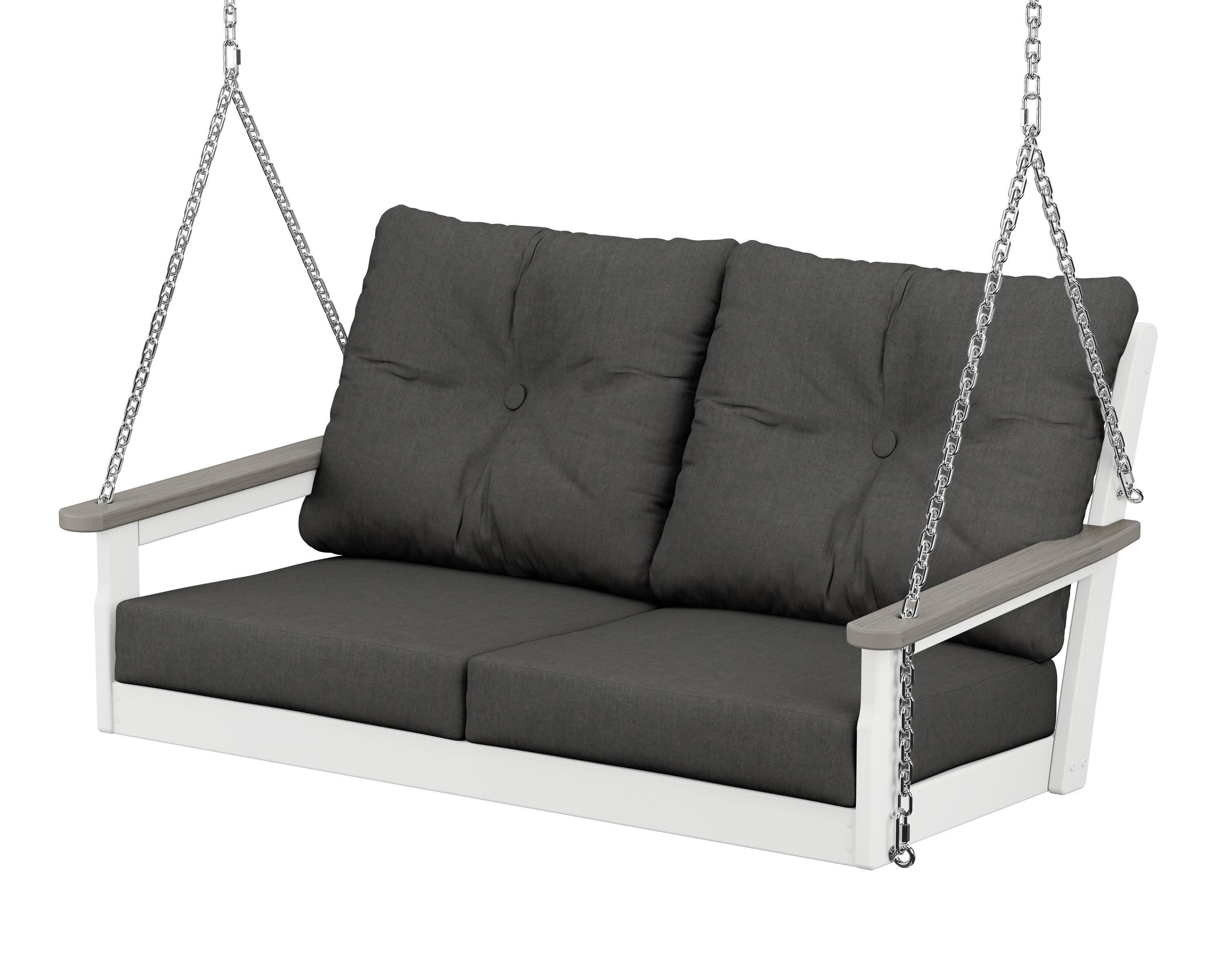 Vineyard Deep Seating Swing in White / Driftwood / Spectrum Carbon
