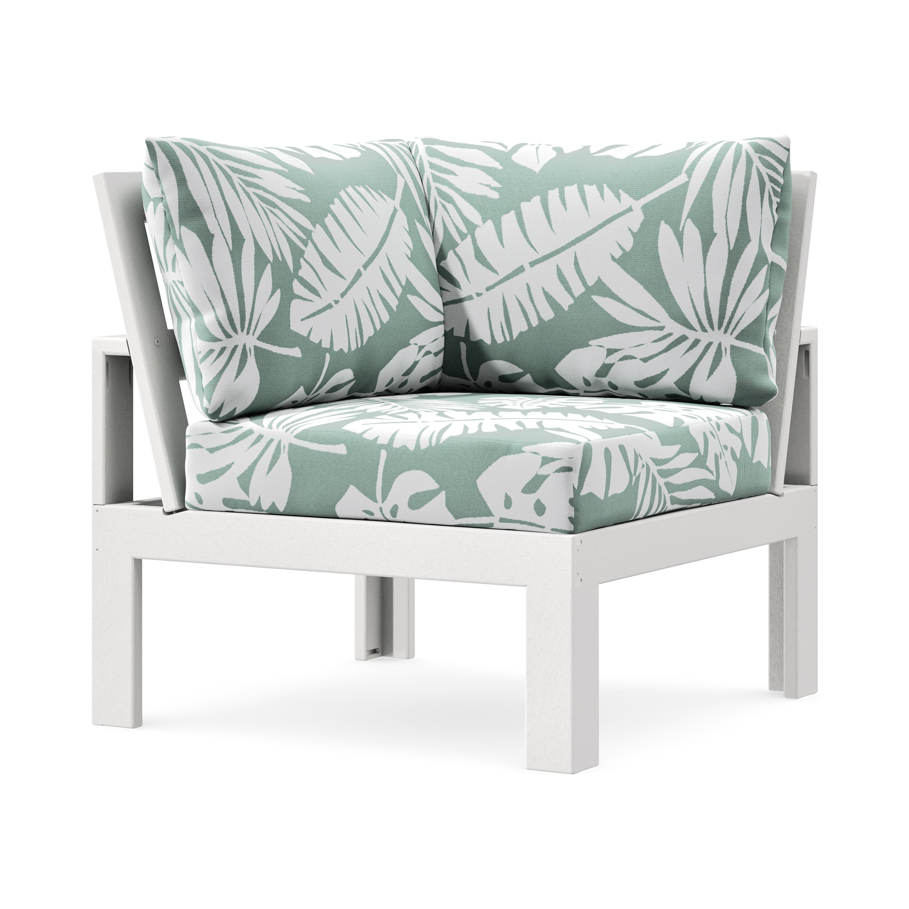 Modular Corner Chair in White / Leaf Glacier Spa
