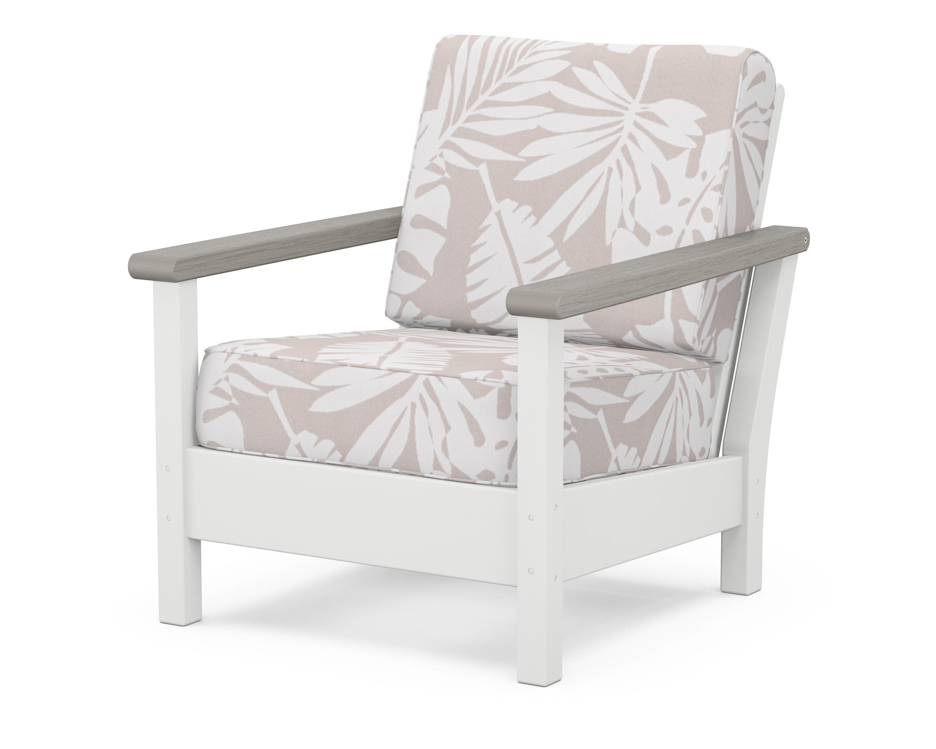 Harbour Deep Seating Chair in White / Driftwood / Leaf Dune Burlap