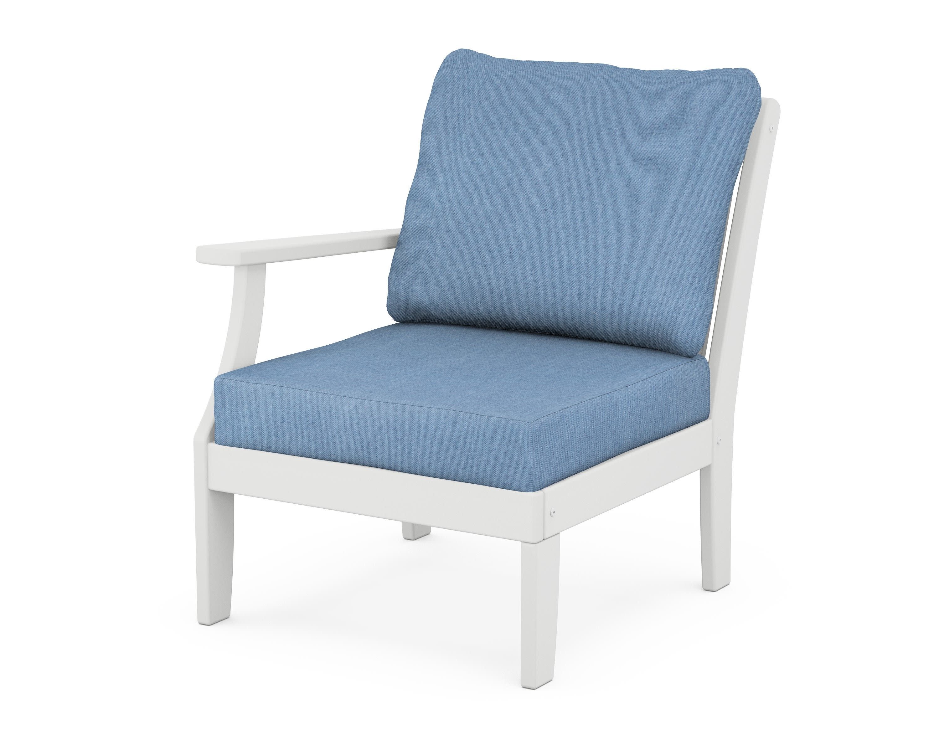 Braxton Modular Left Arm Chair in White / Sky Blue