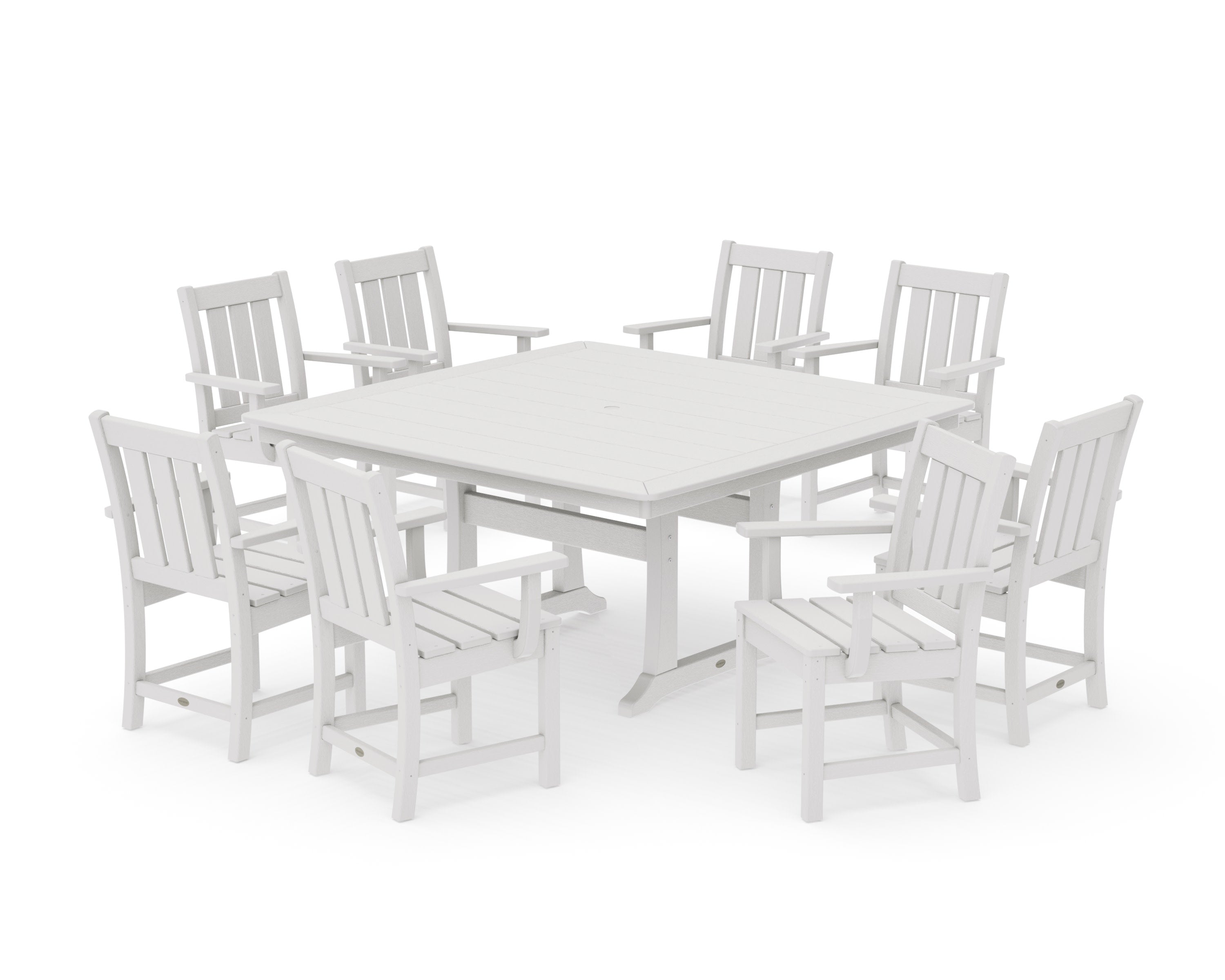 Oxford 9-Piece Square Dining Set with Trestle Legs in Vintage White