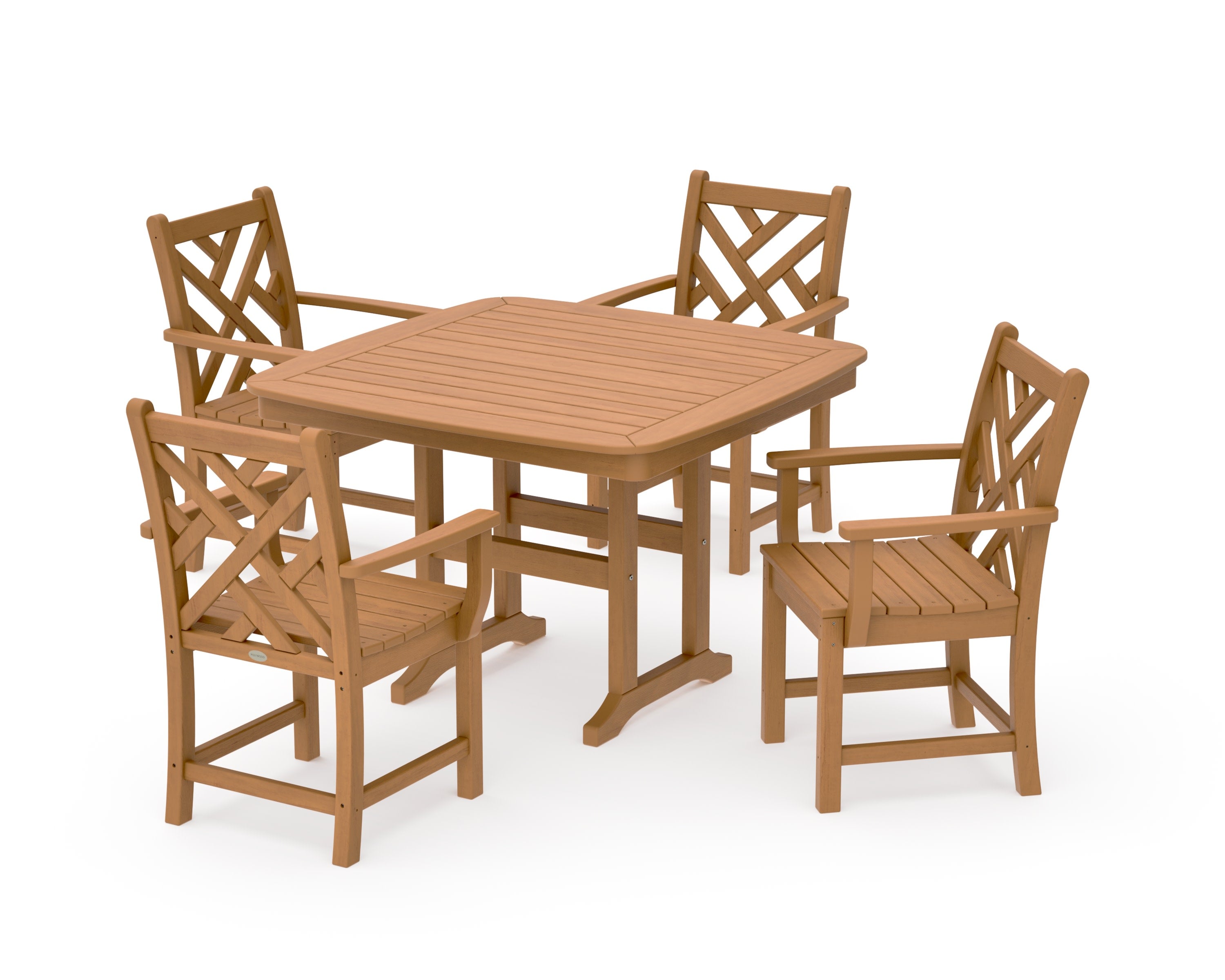 Chippendale 5-Piece Dining Set with Trestle Legs in Natural