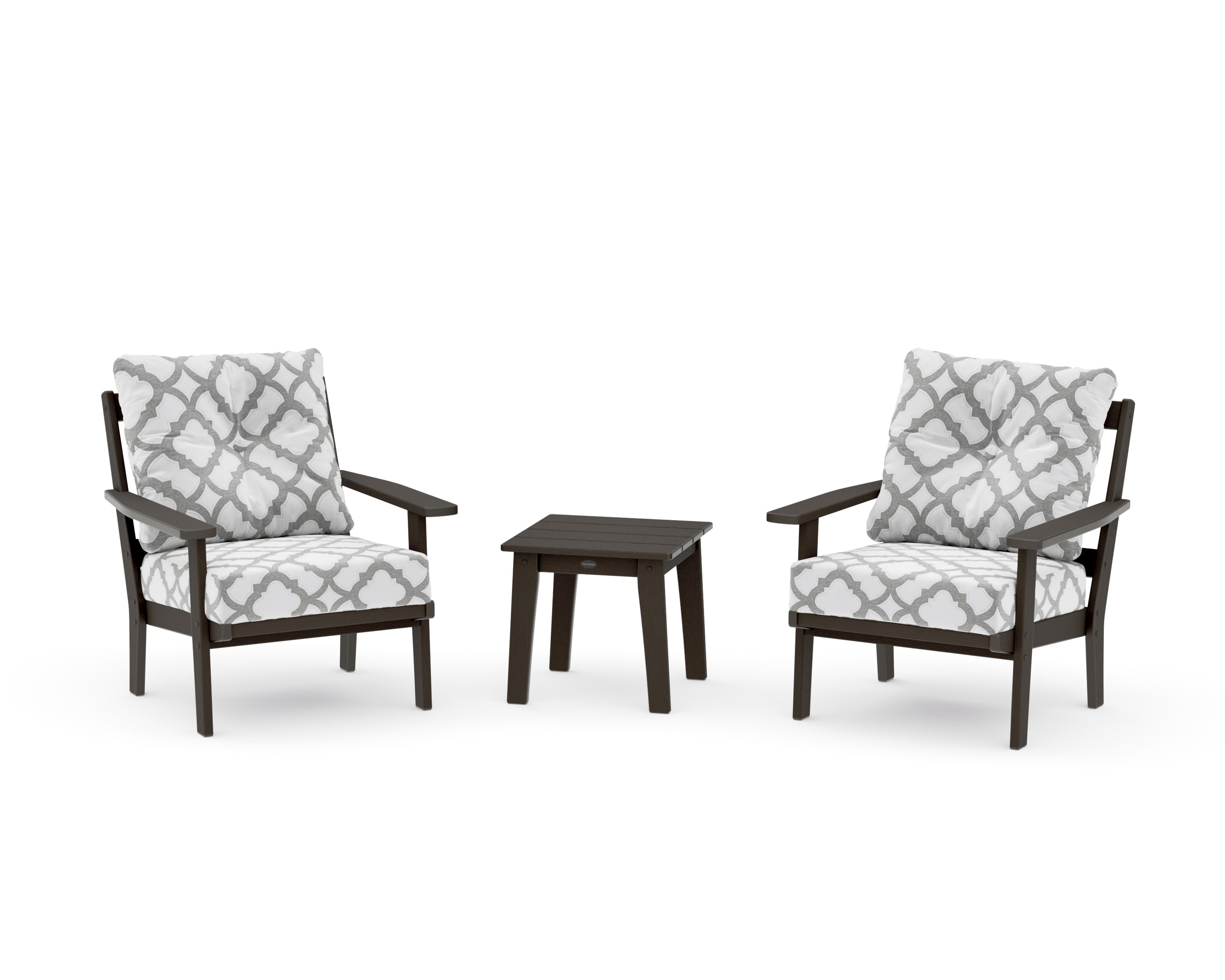 Oxford 3-Piece Deep Seating Set in Vintage Coffee / Trellis Grey Mist