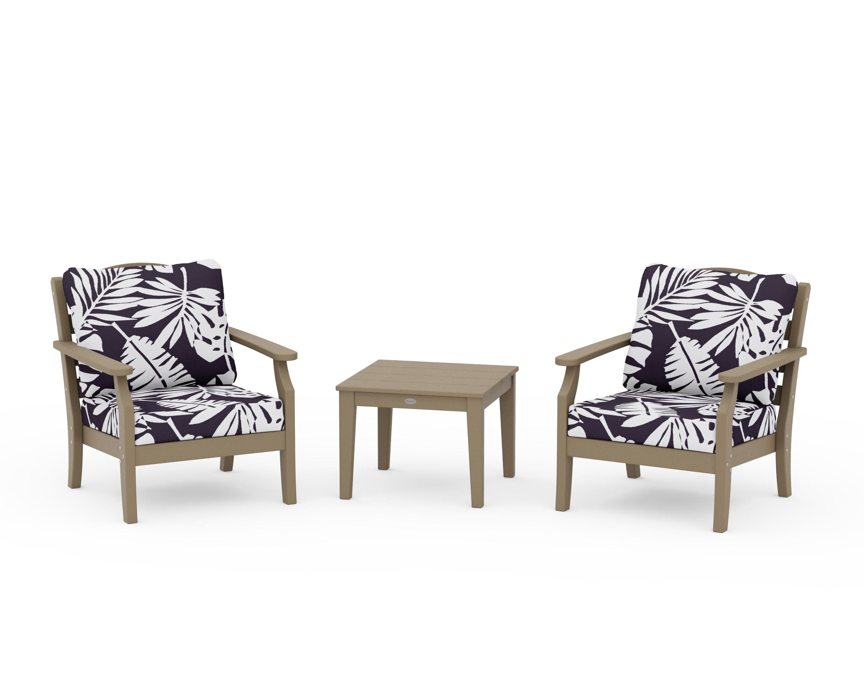 Savannah 3-Piece Deep Seating Set in Vintage Sahara / Leaf Navy