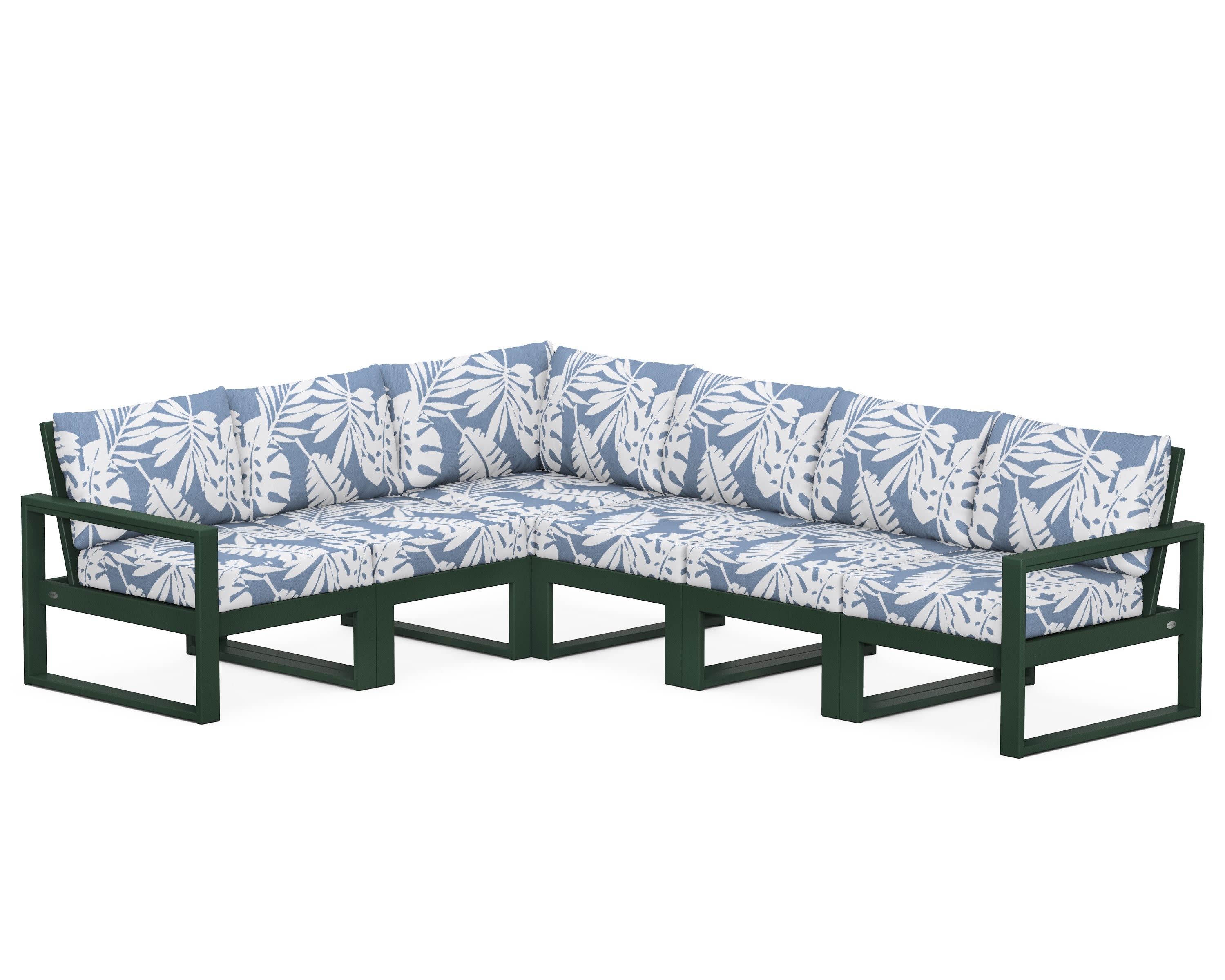 EDGE 6-Piece Modular Deep Seating Set in Green / Leaf Sky Blue