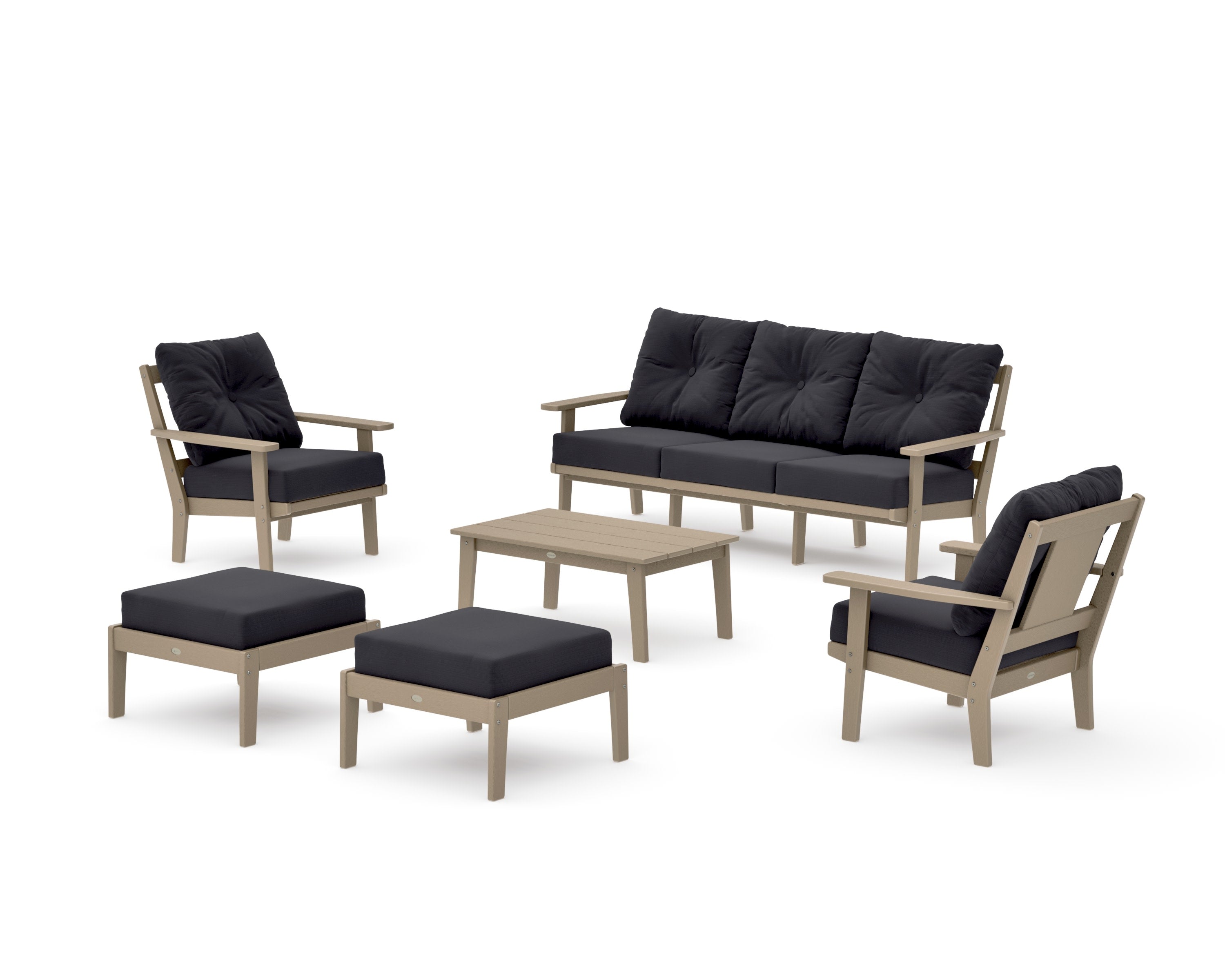 Prairie 6-Piece Lounge Sofa Set in Vintage Sahara / Midnight Linen