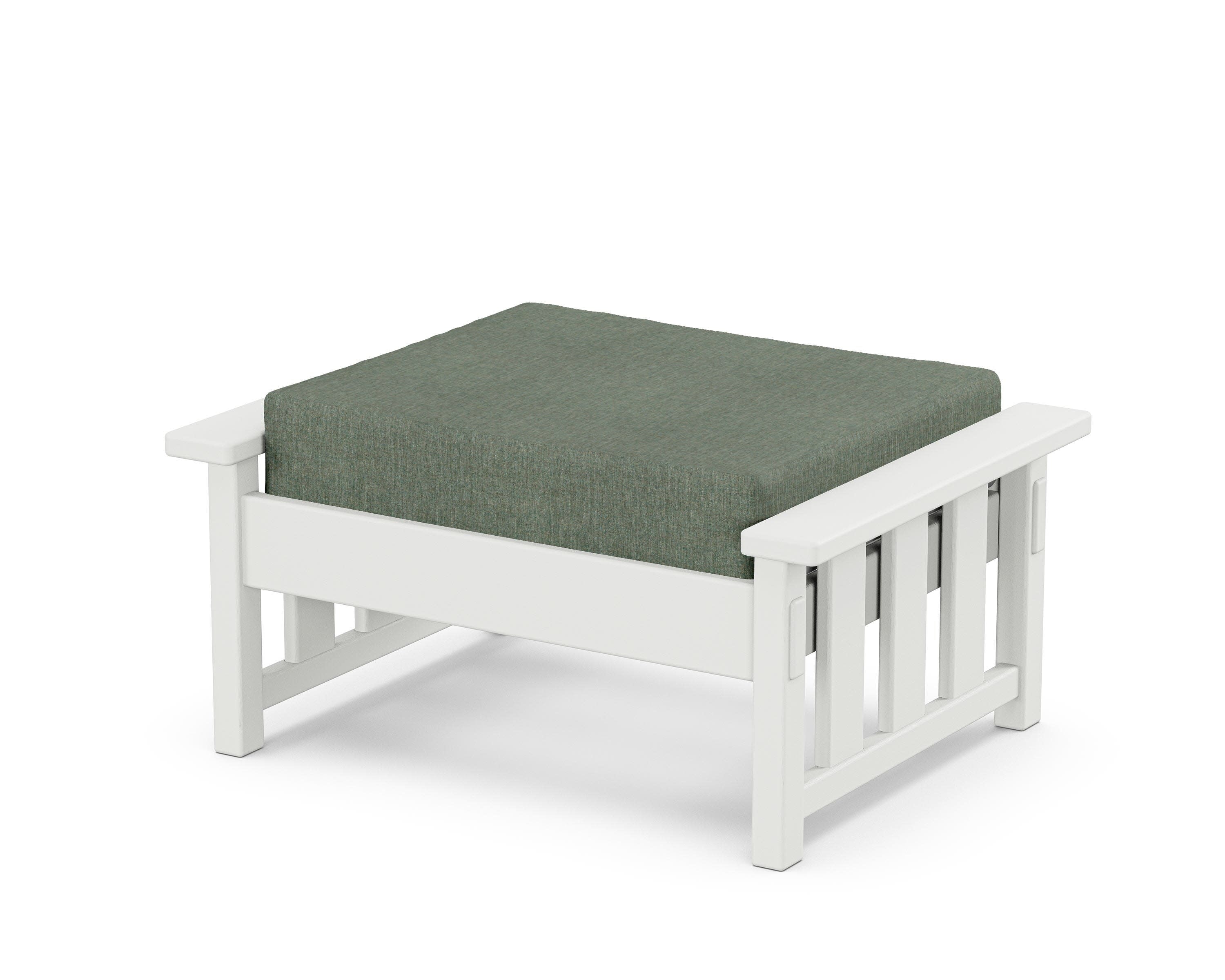 Acadia Deep Seating Ottoman in White / Cast Sage