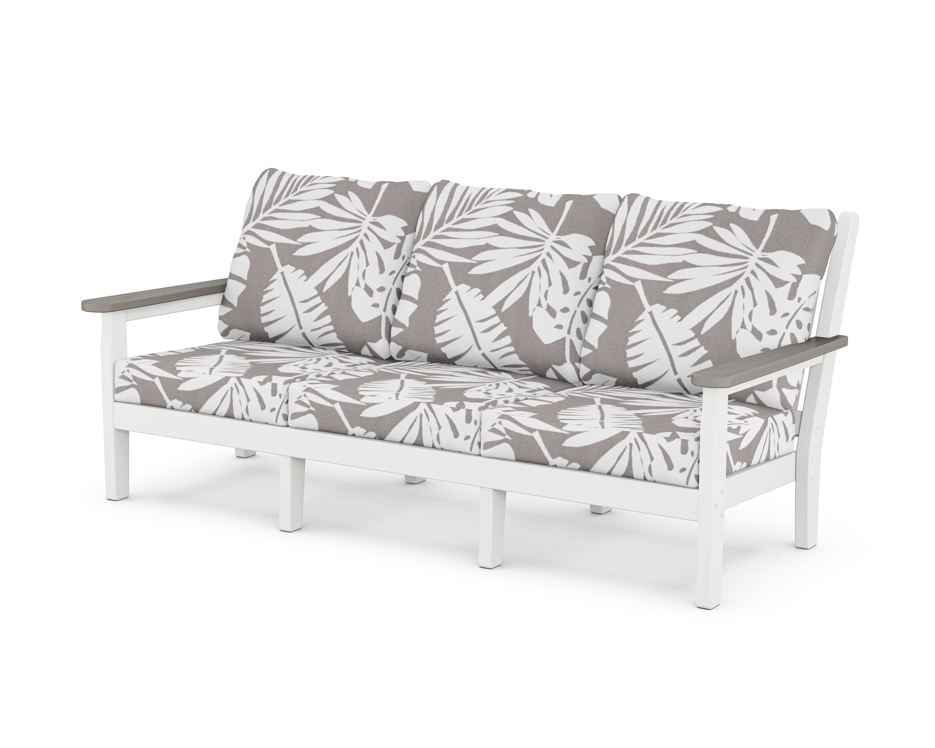 Chippendale Deep Seating Sofa in White / Driftwood / Leaf Grey Mist