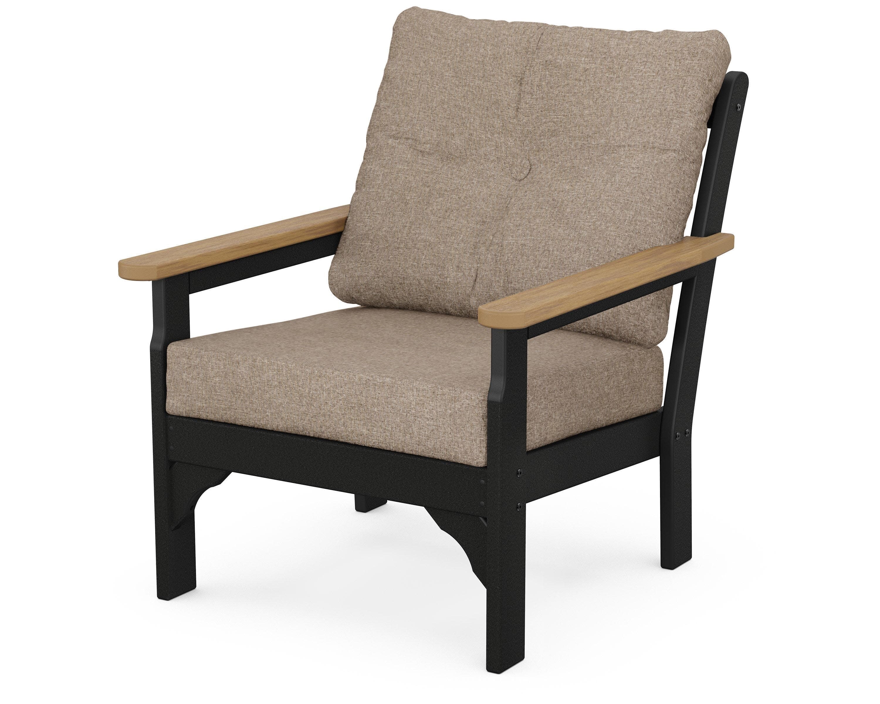 Vineyard Deep Seating Chair in Black / Natural / Spiced Burlap