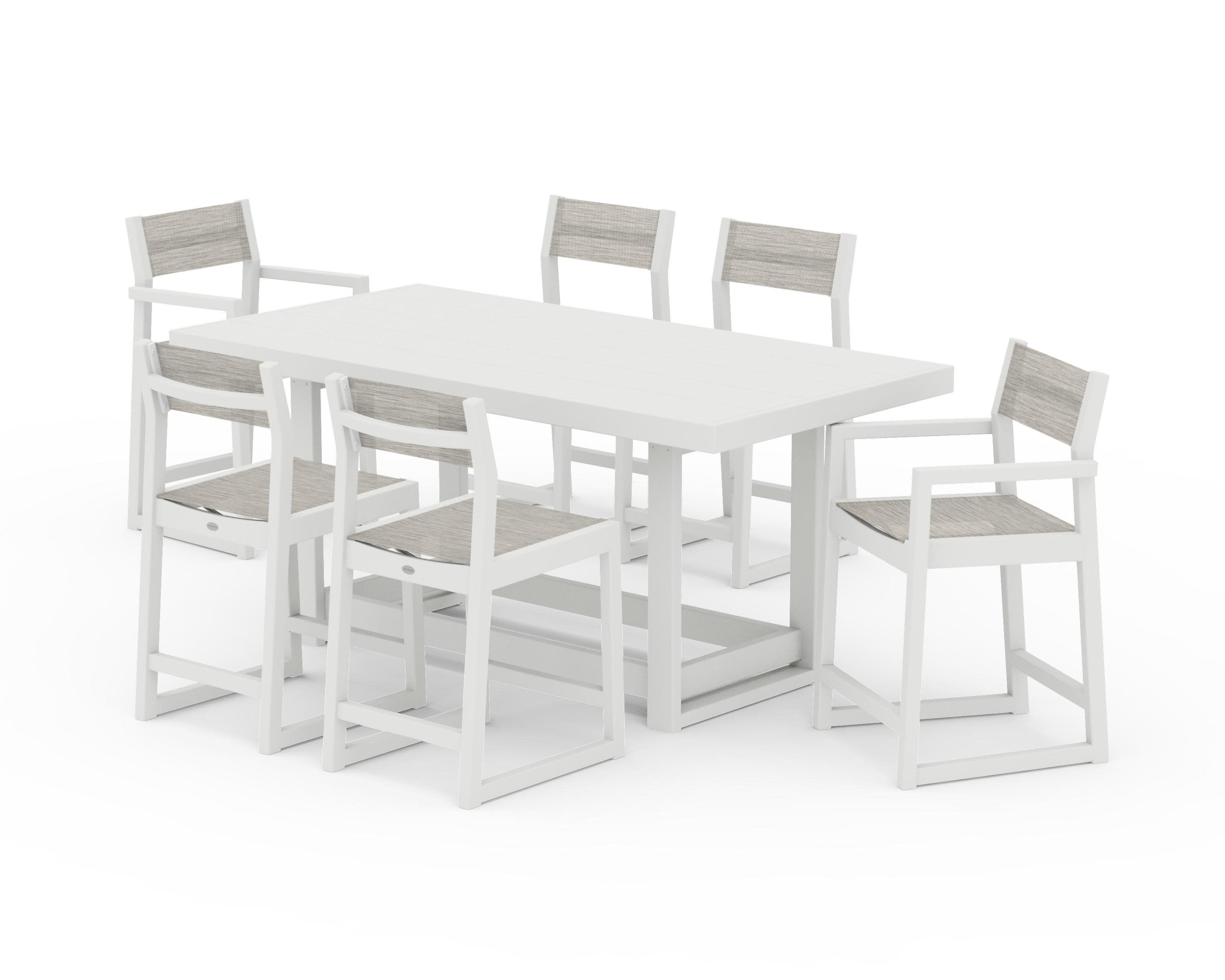 EDGE Sling 7-Piece Counter Table Set in Vintage White / Birch Sling