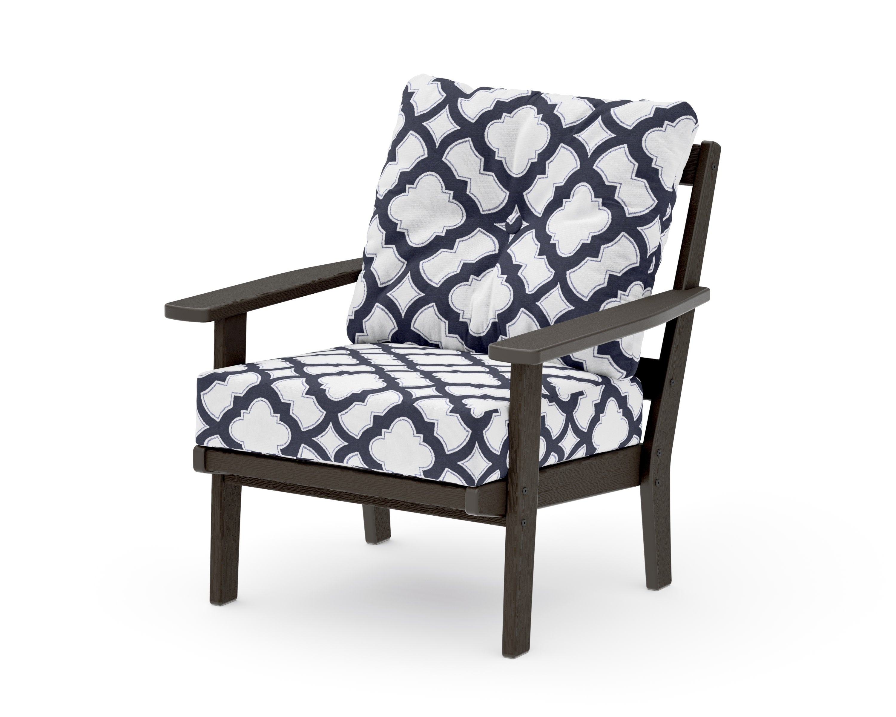 Prairie Deep Seating Chair in Vintage Coffee / Trellis Navy