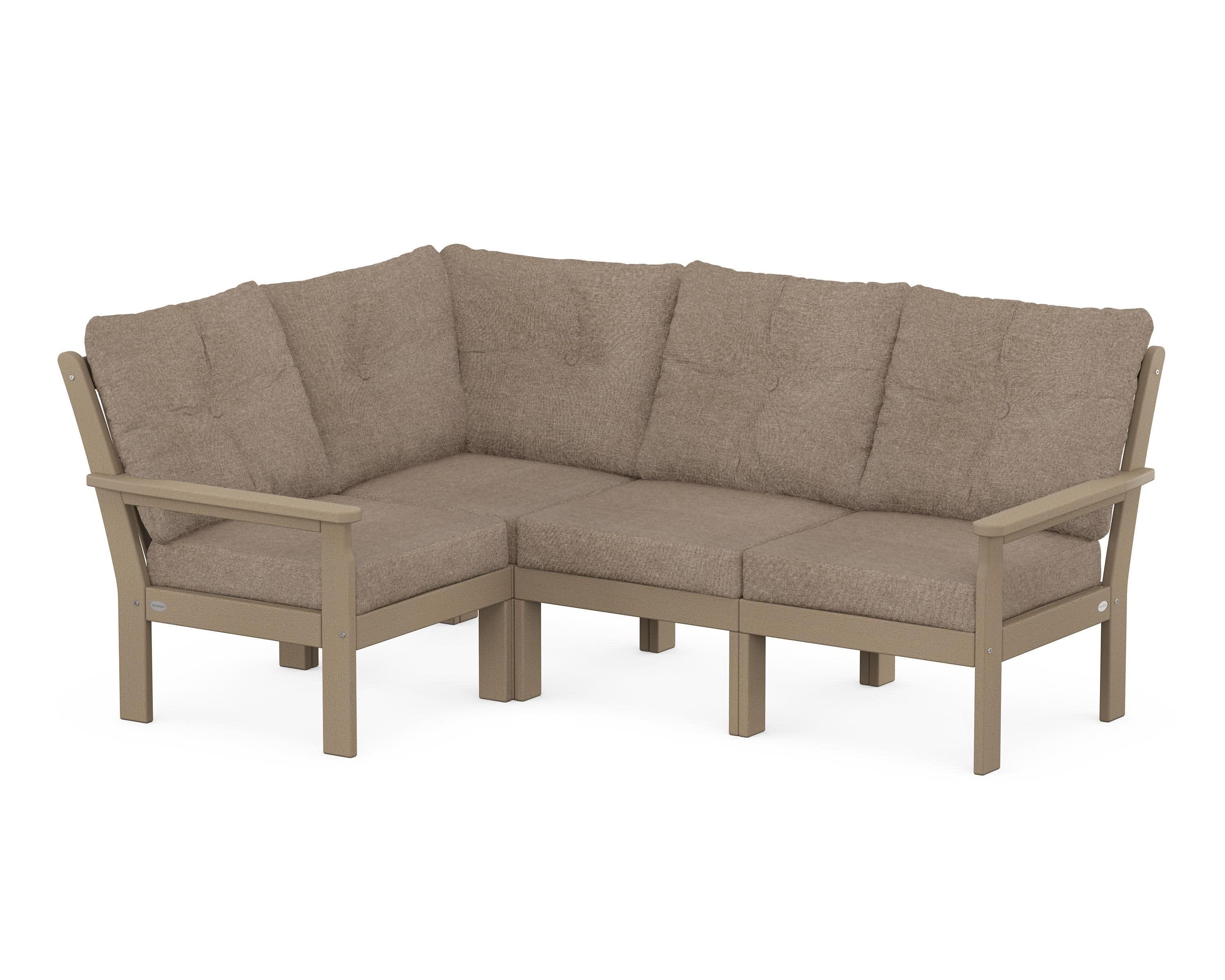 Vineyard 4-Piece Sectional in Vintage Sahara / Spiced Burlap