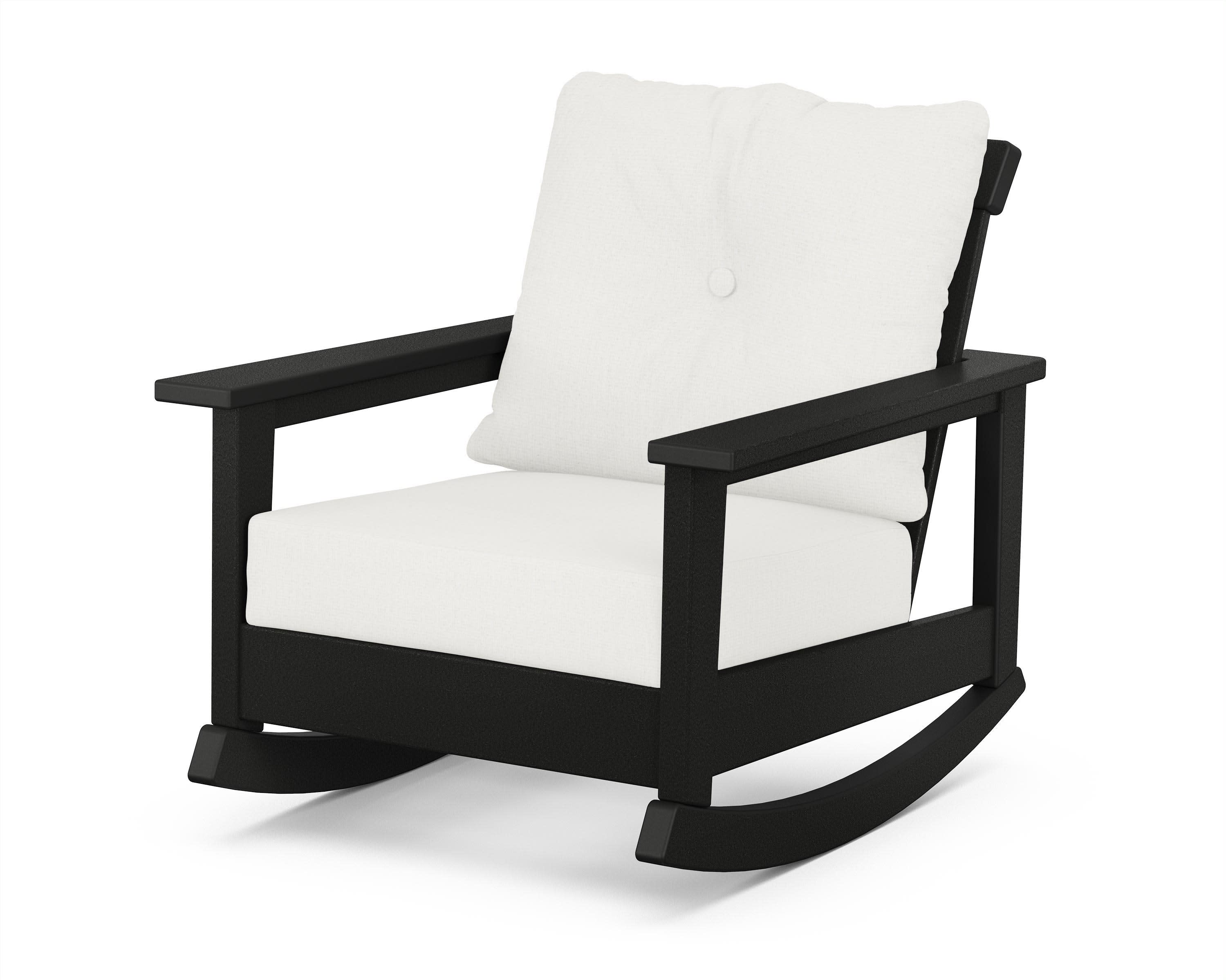 Prescott Deep Seating Rocking Chair in Black / Natural Linen