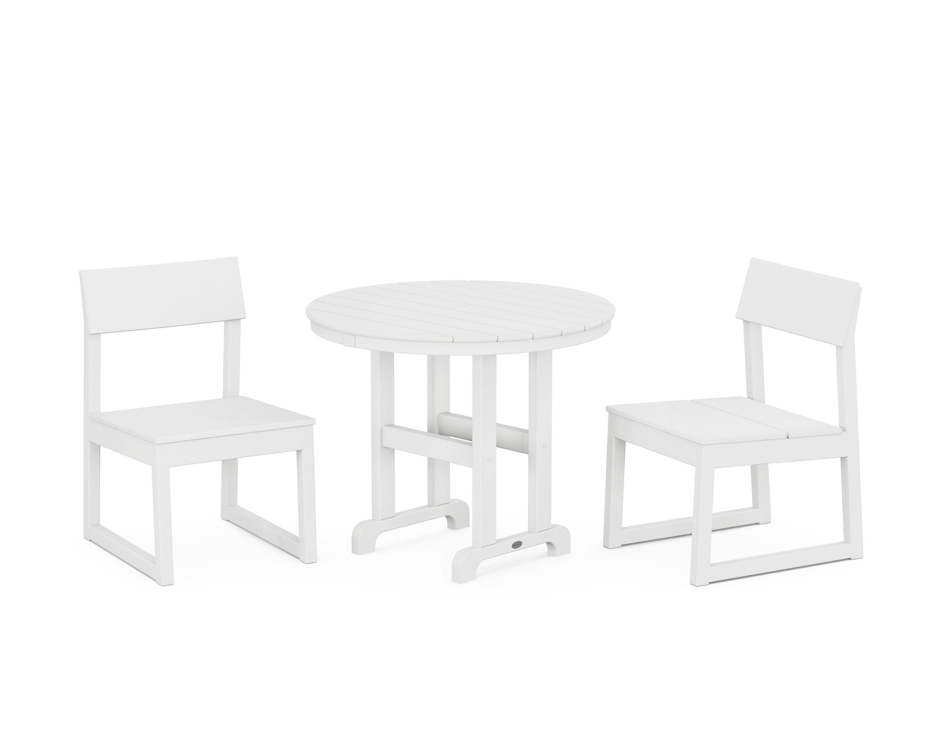 EDGE Side Chair 3-Piece Round Dining Set in White