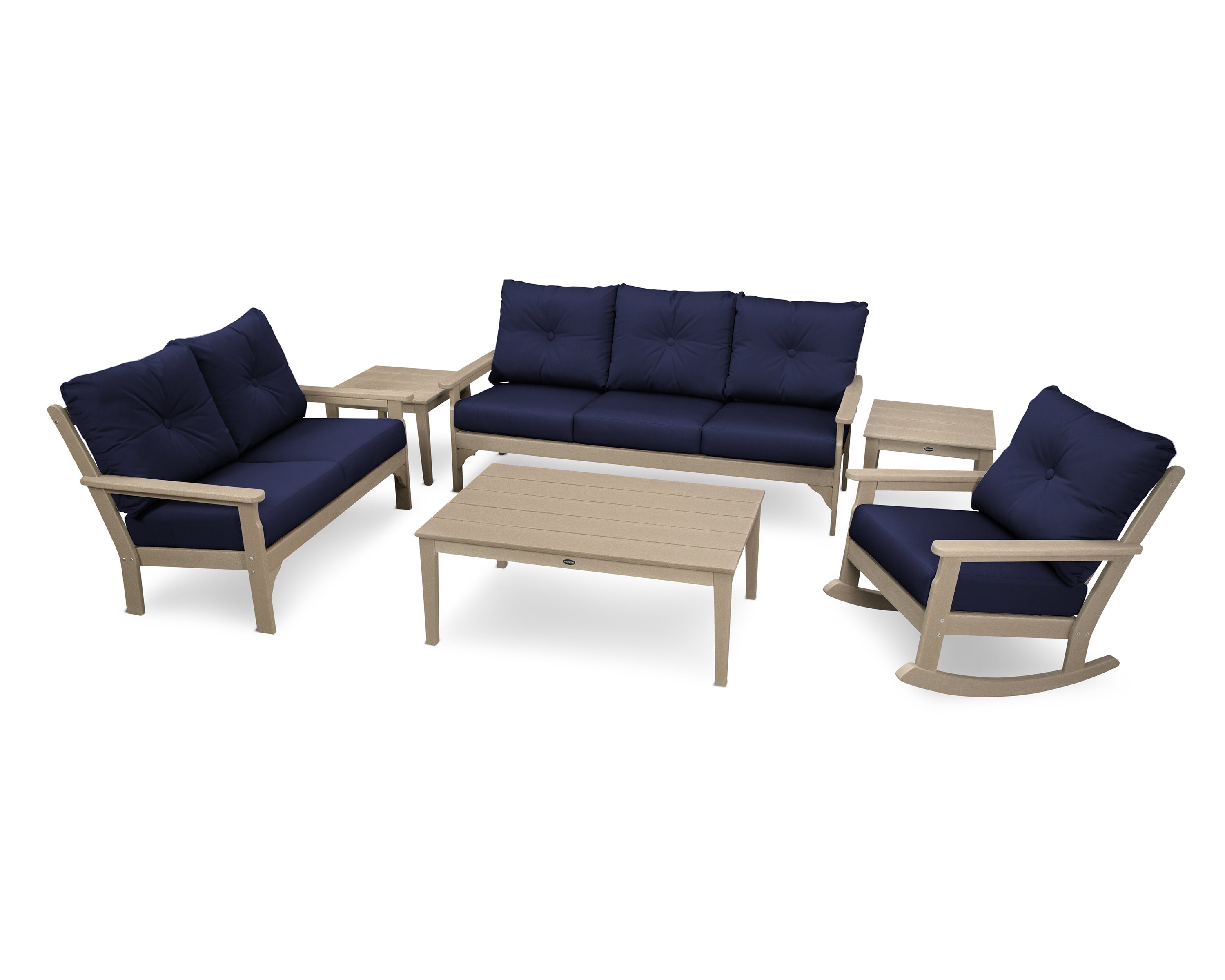 Vineyard 6-Piece Deep Seating Set in Vintage Sahara / Navy