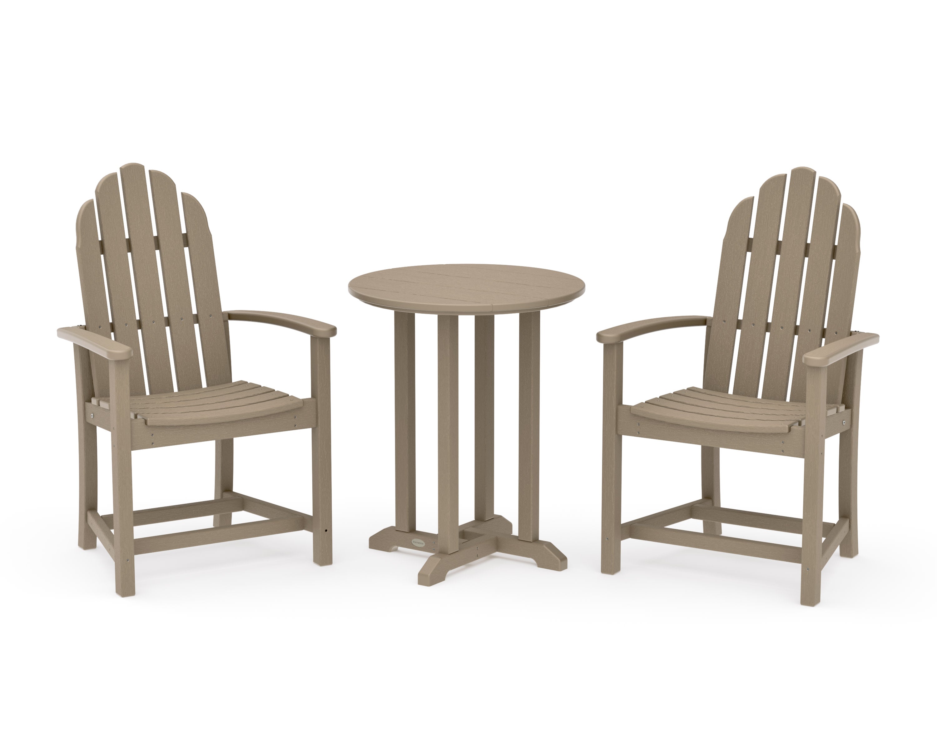 Classic Adirondack 3-Piece Round Bistro Dining Set in Vintage Sahara