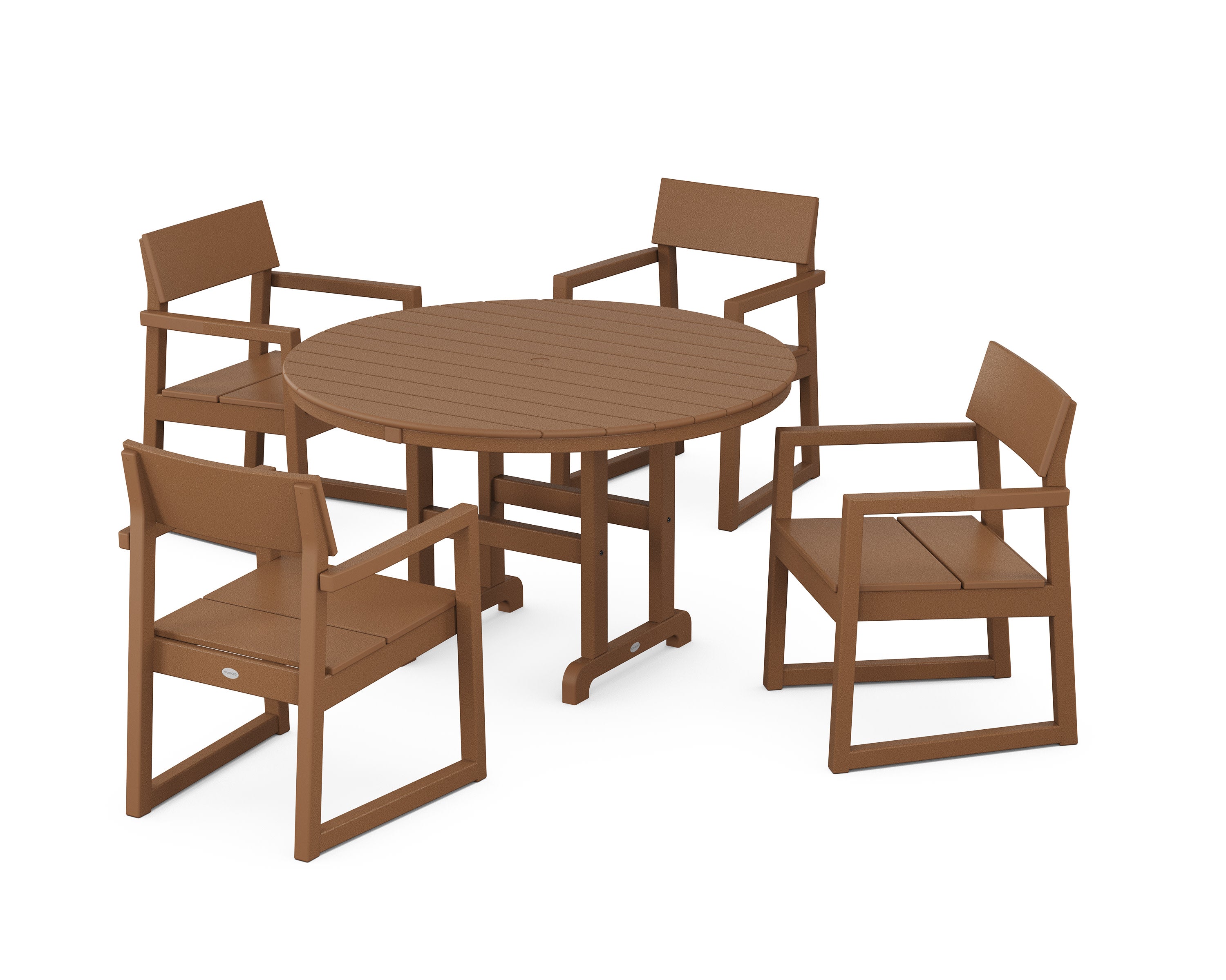 EDGE 5-Piece Round Farmhouse Dining Set in Teak