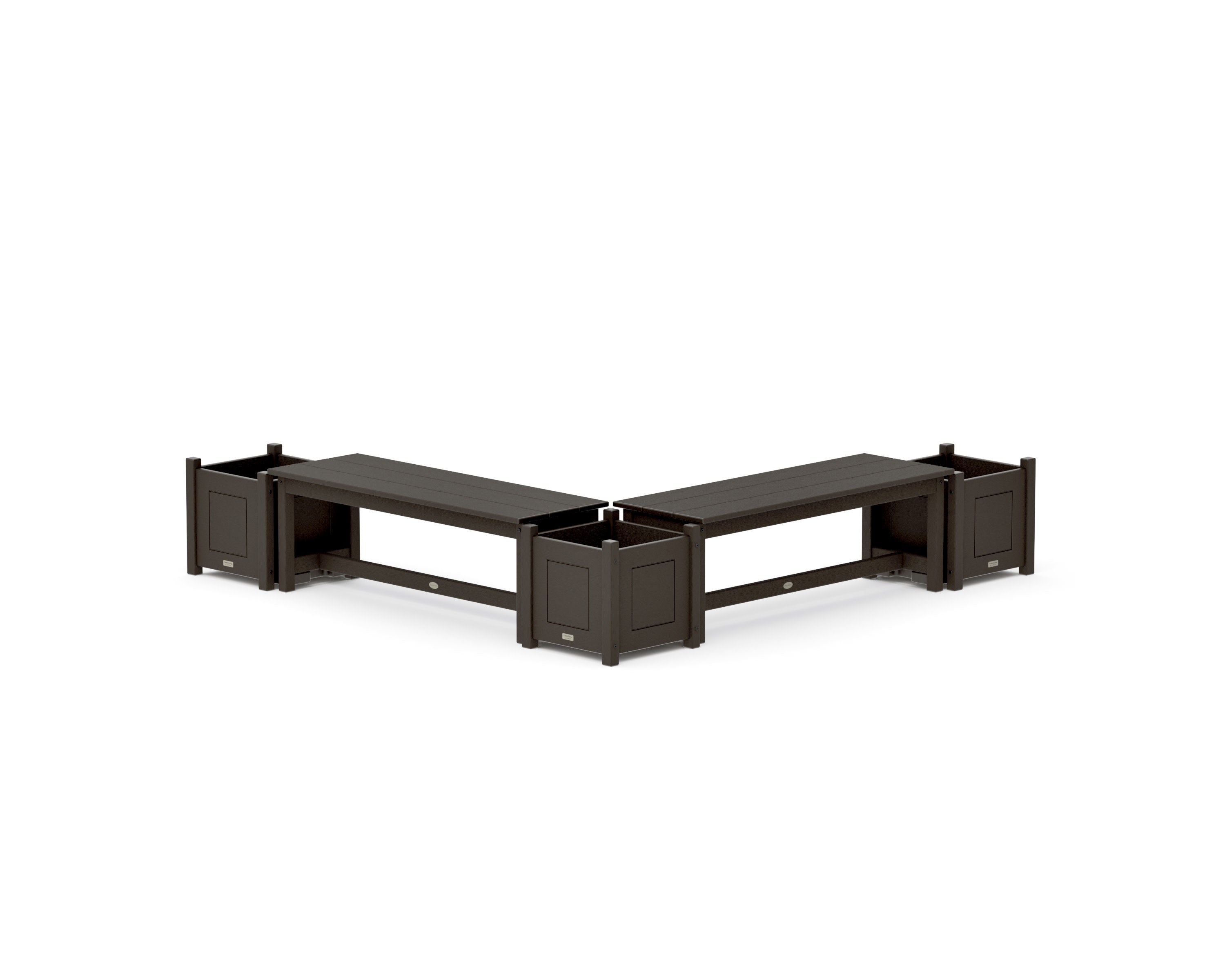 48" Country Living L- Shaped Planter Bench Corner Set in Vintage Coffee