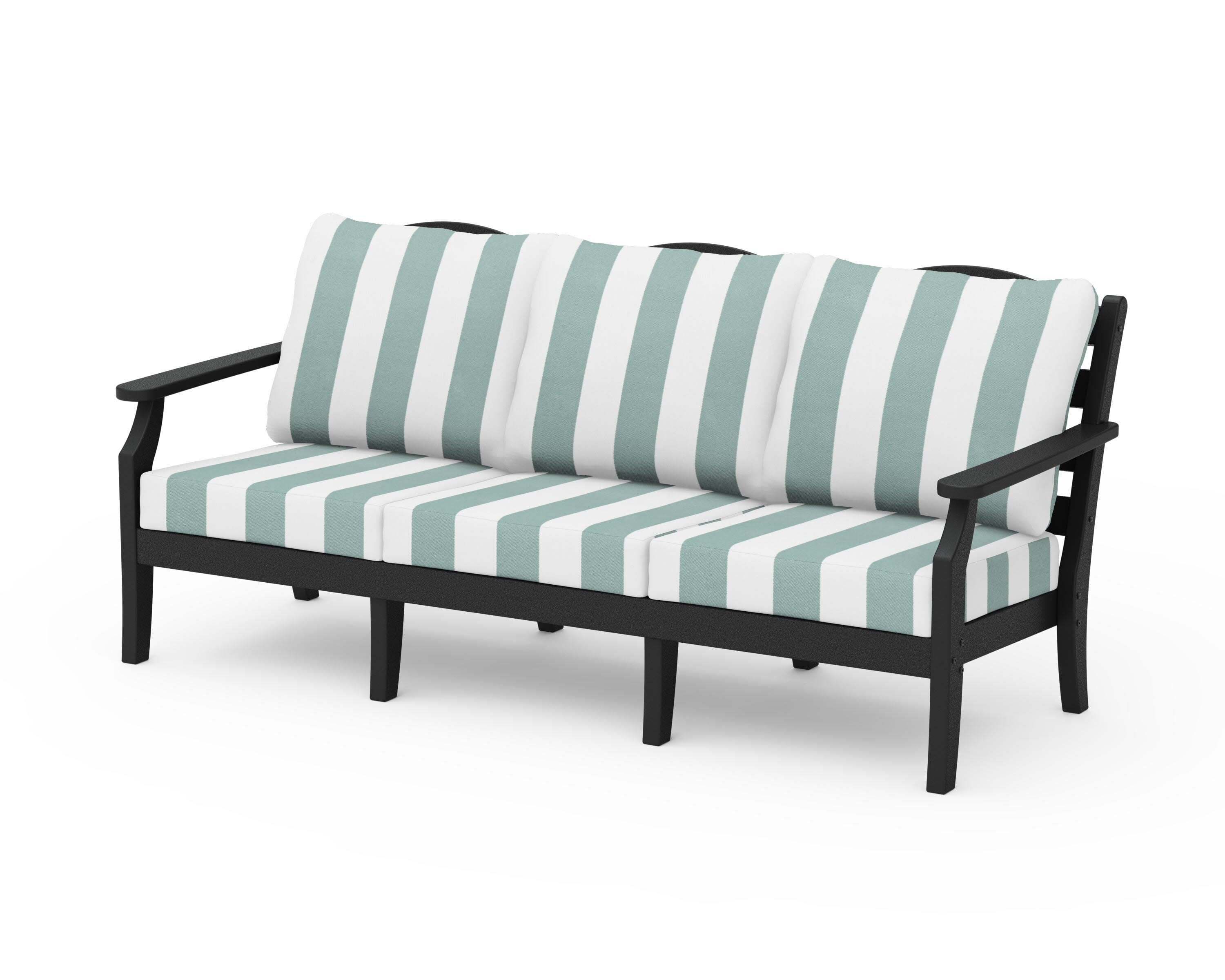 Savannah Deep Seating Sofa in Black / Cabana Stripe Glacier Spa