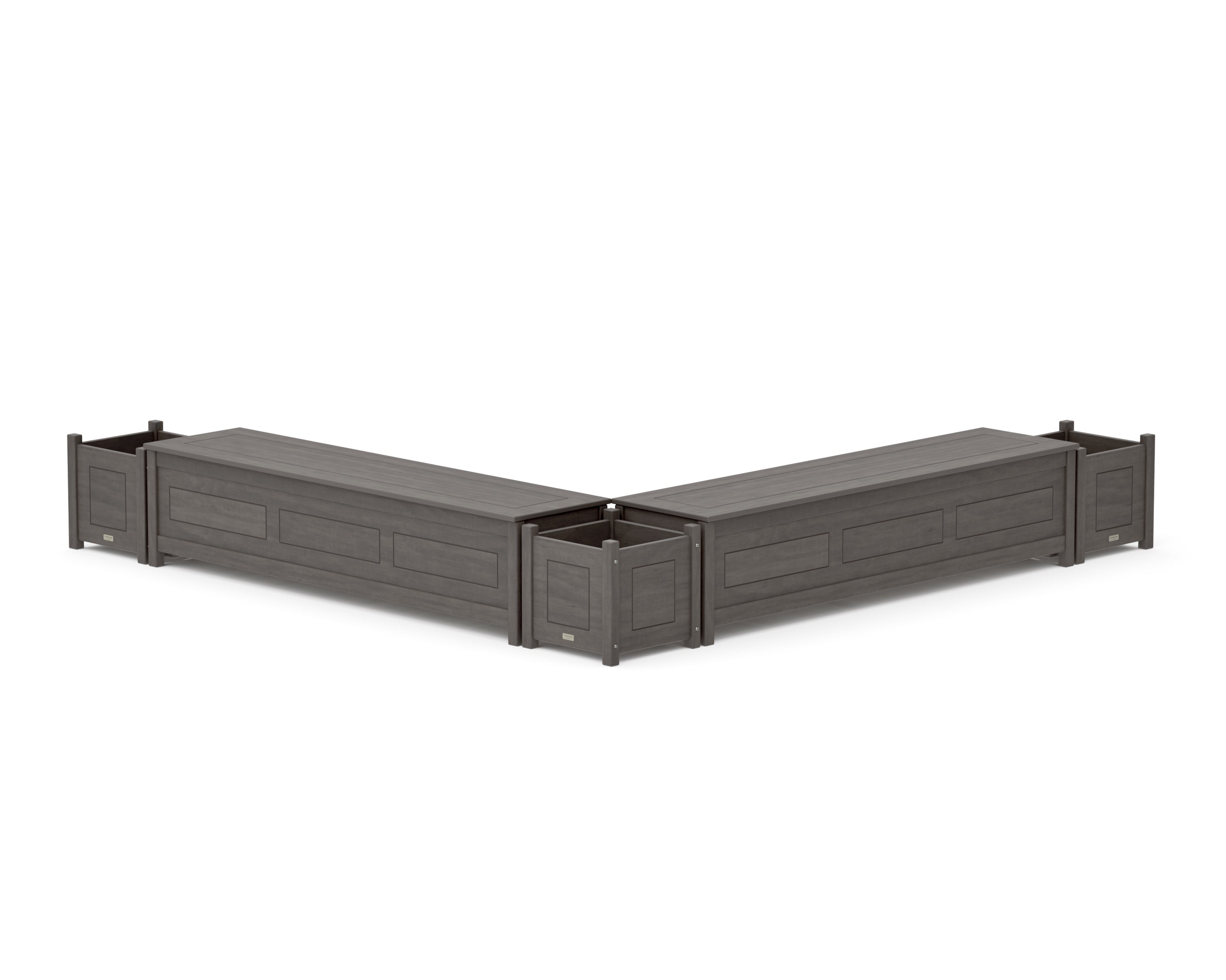 72" Country Living L- Shaped Planter Storage Bench Corner Set in Driftwood