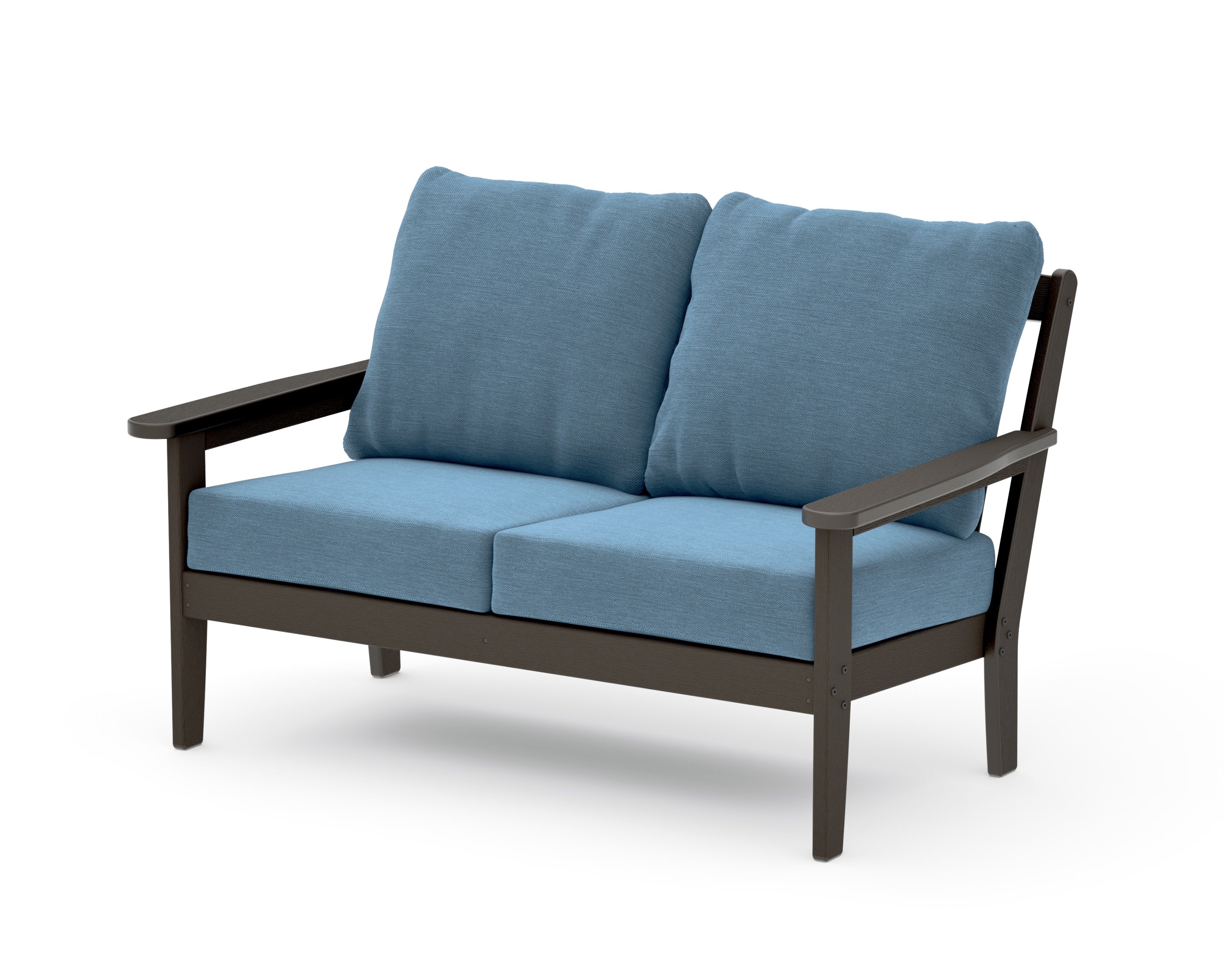 Cottage Deep Seating Loveseat in Vintage Coffee / Sky Blue