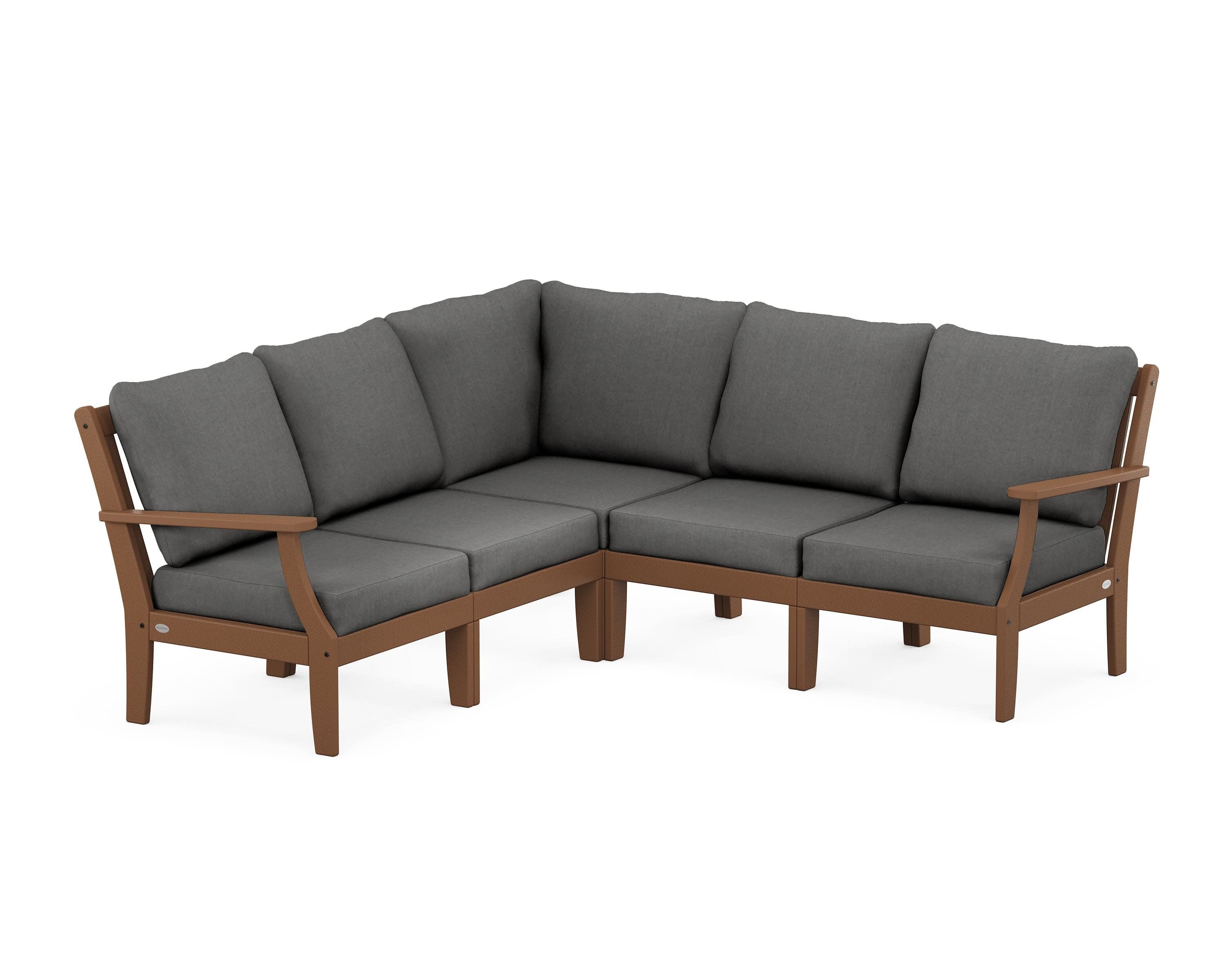 Braxton Modular 5-Piece Deep Seating Set in Teak / Spectrum Carbon