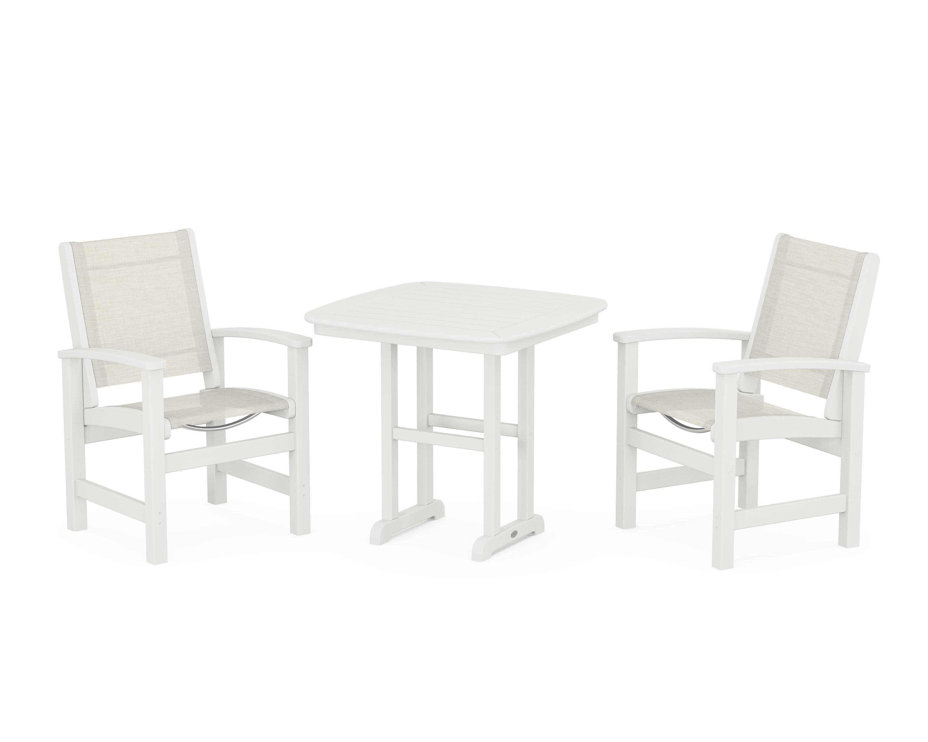 Coastal 3-Piece Dining Set in Vintage White / Parchment Sling
