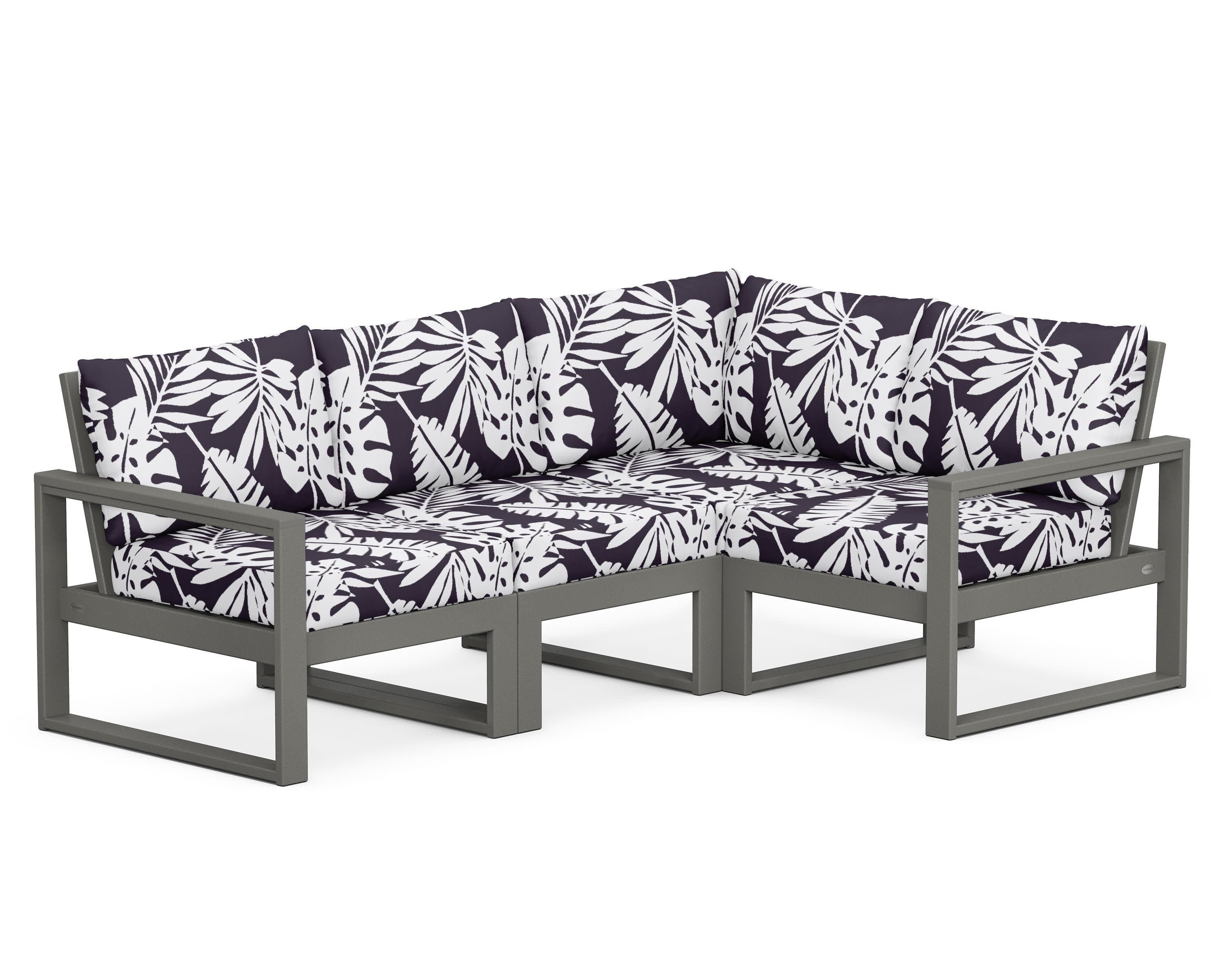 EDGE 4-Piece Modular Deep Seating Set in Slate Grey / Leaf Navy