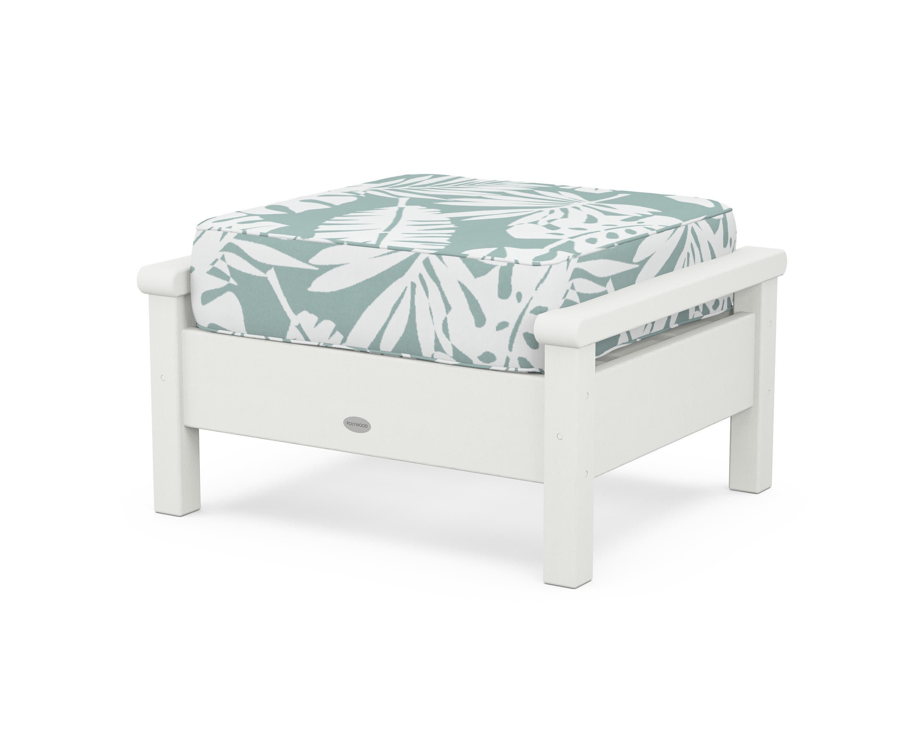 Harbour Deep Seating Ottoman in Vintage White / Leaf Glacier Spa