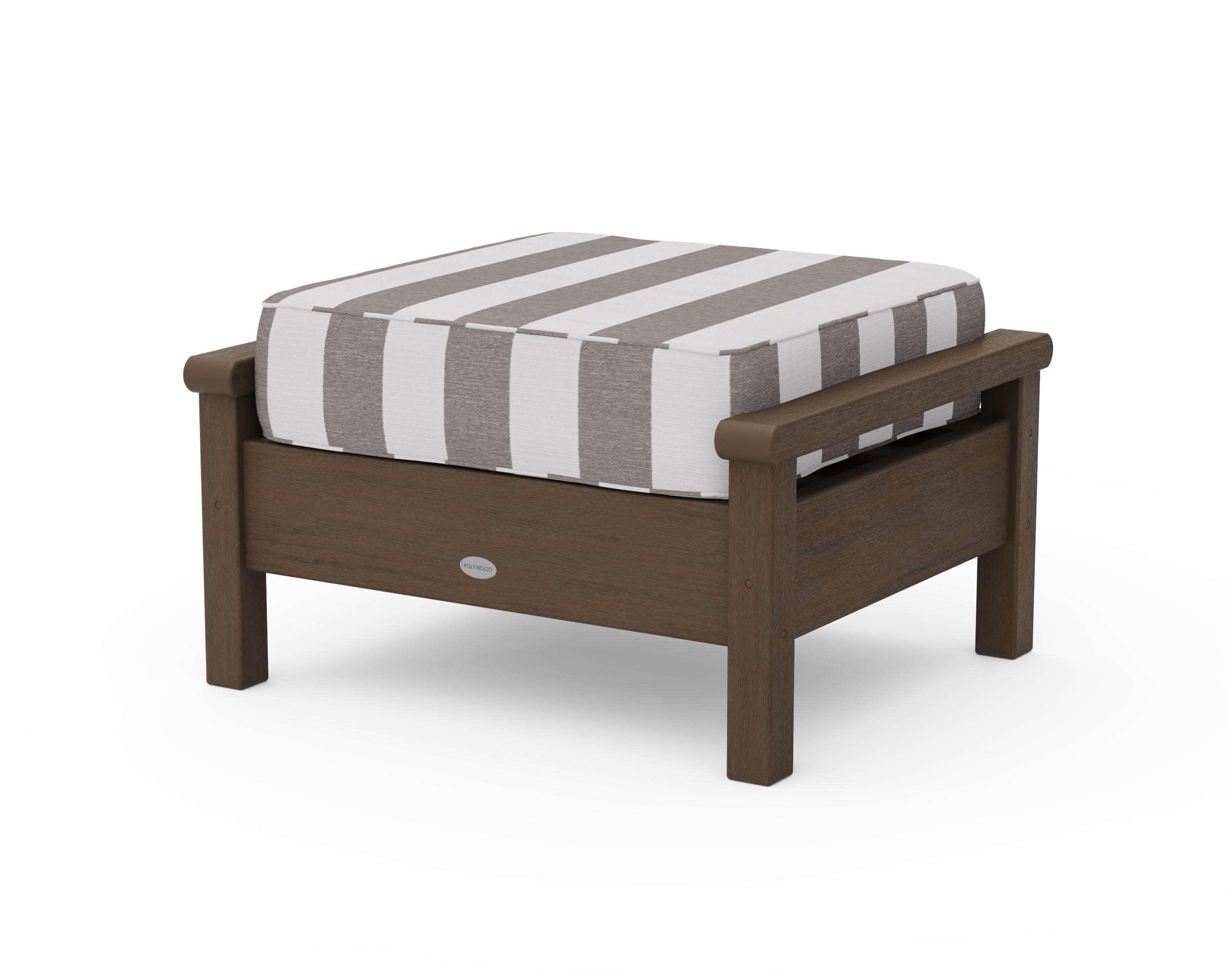 Harbour Deep Seating Ottoman in Kona / Cabana Stripe Grey Mist