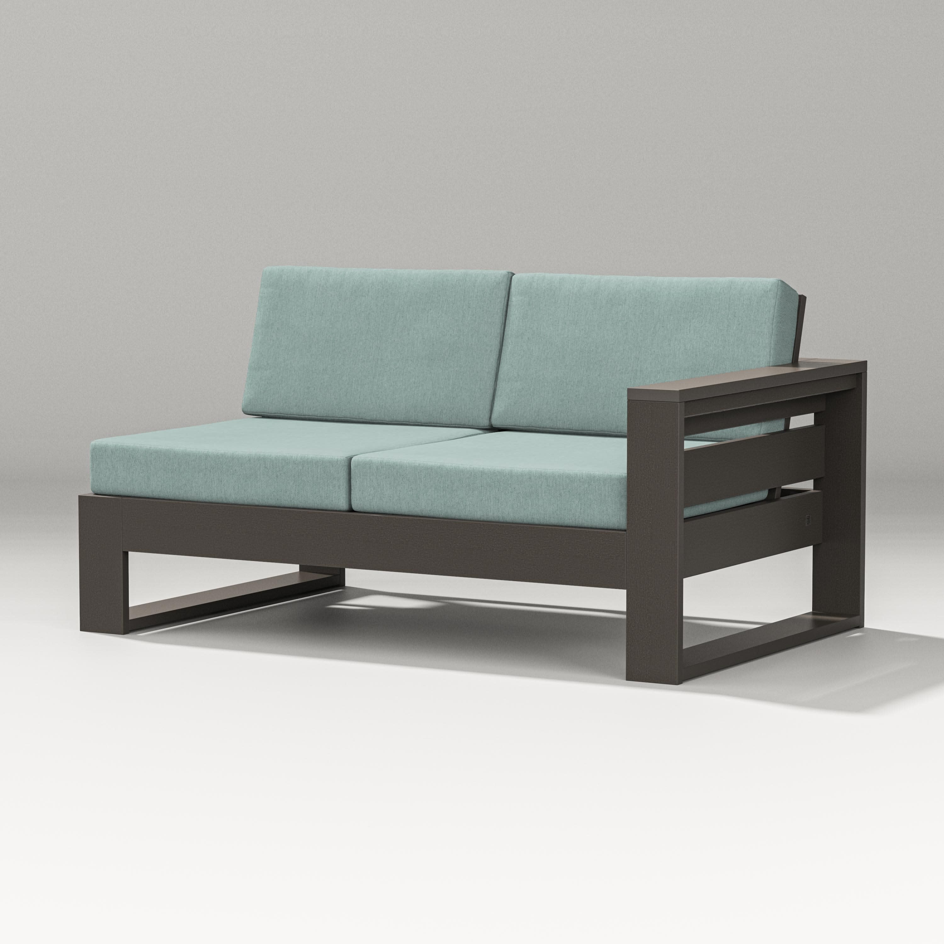 Latitude Modular Right Arm Loveseat in Vintage Coffee / Glacier Spa