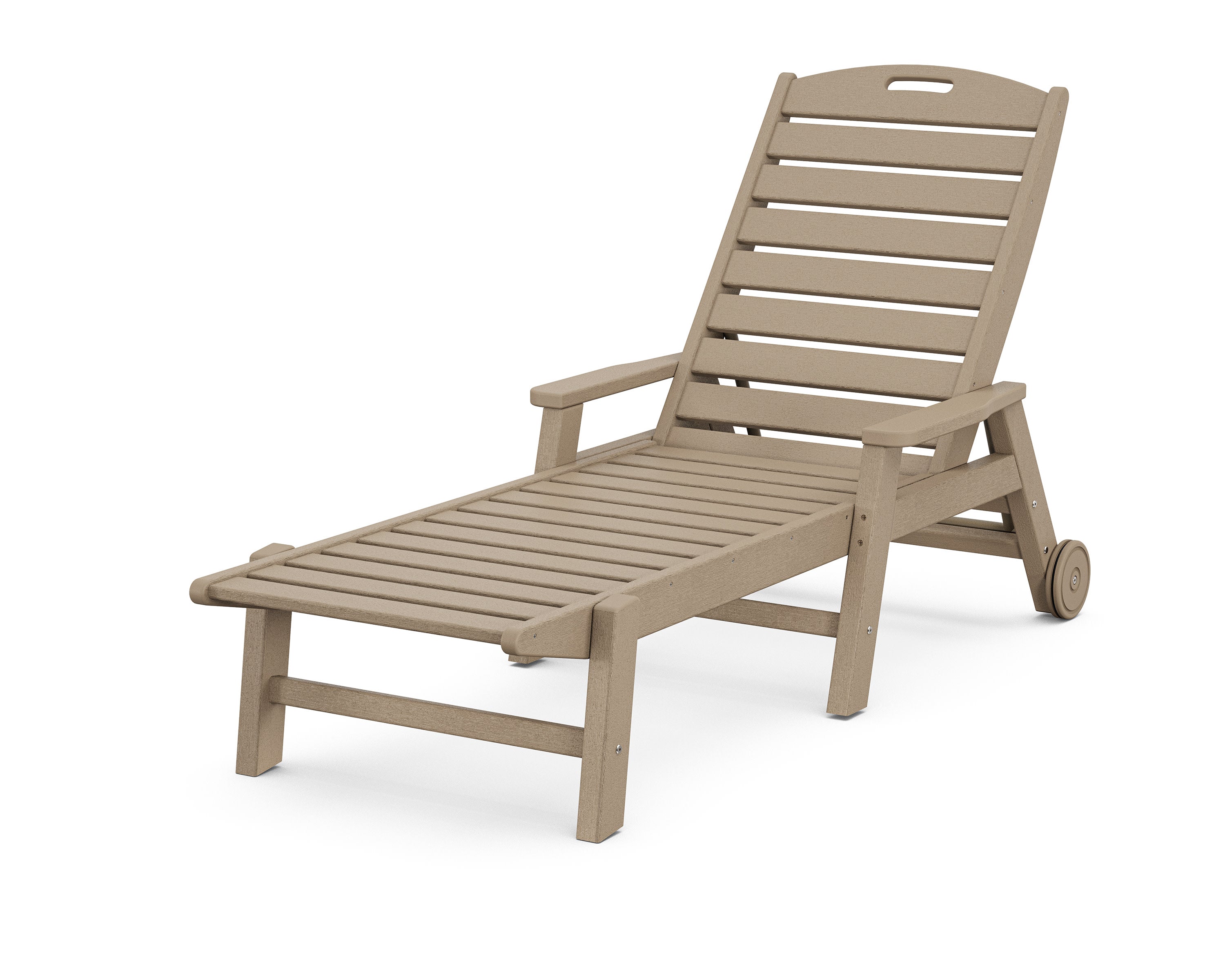 Nautical Chaise with Arms & Wheels in Vintage Sahara