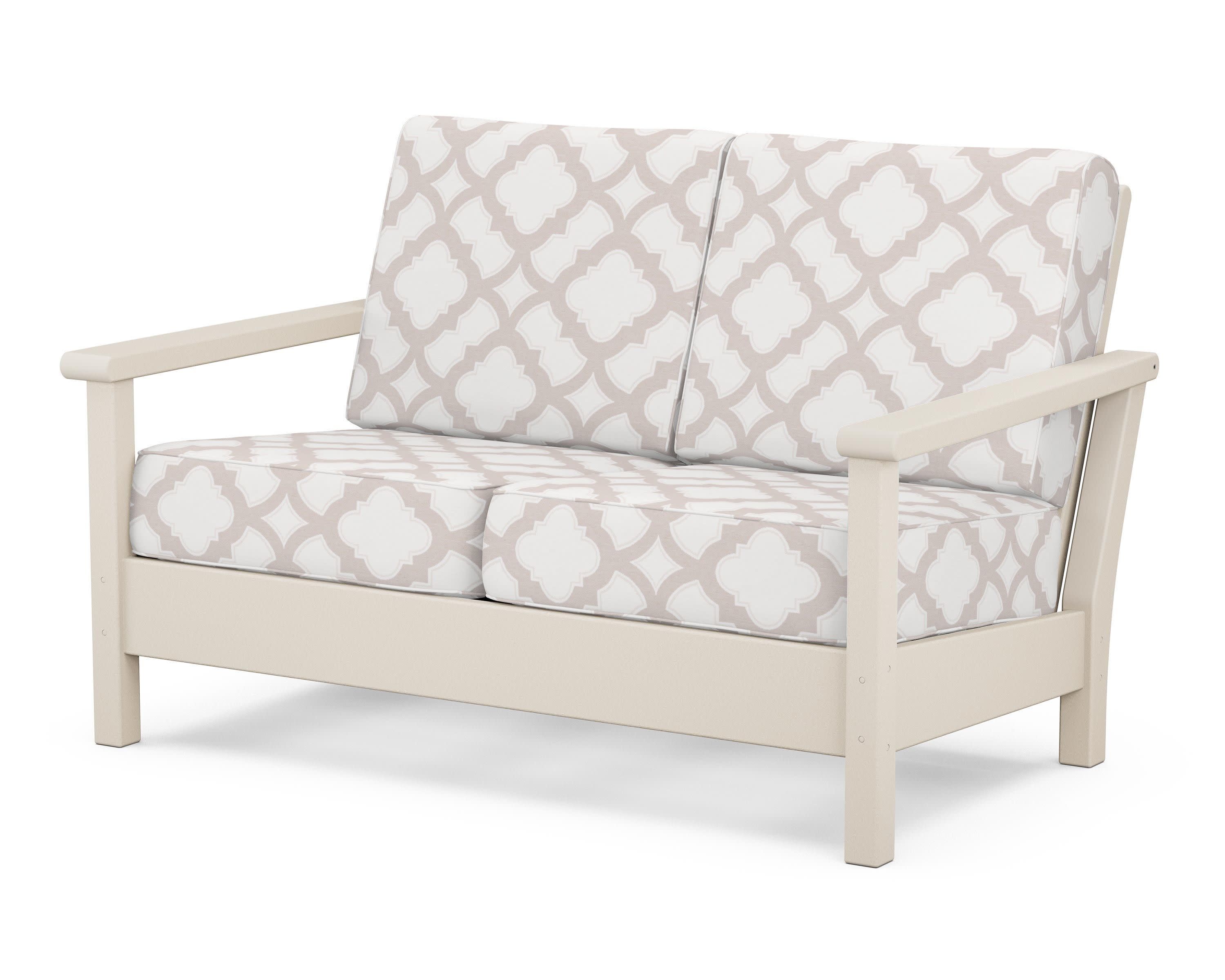 Harbour Deep Seating Loveseat in Sand / Trellis Dune Burlap