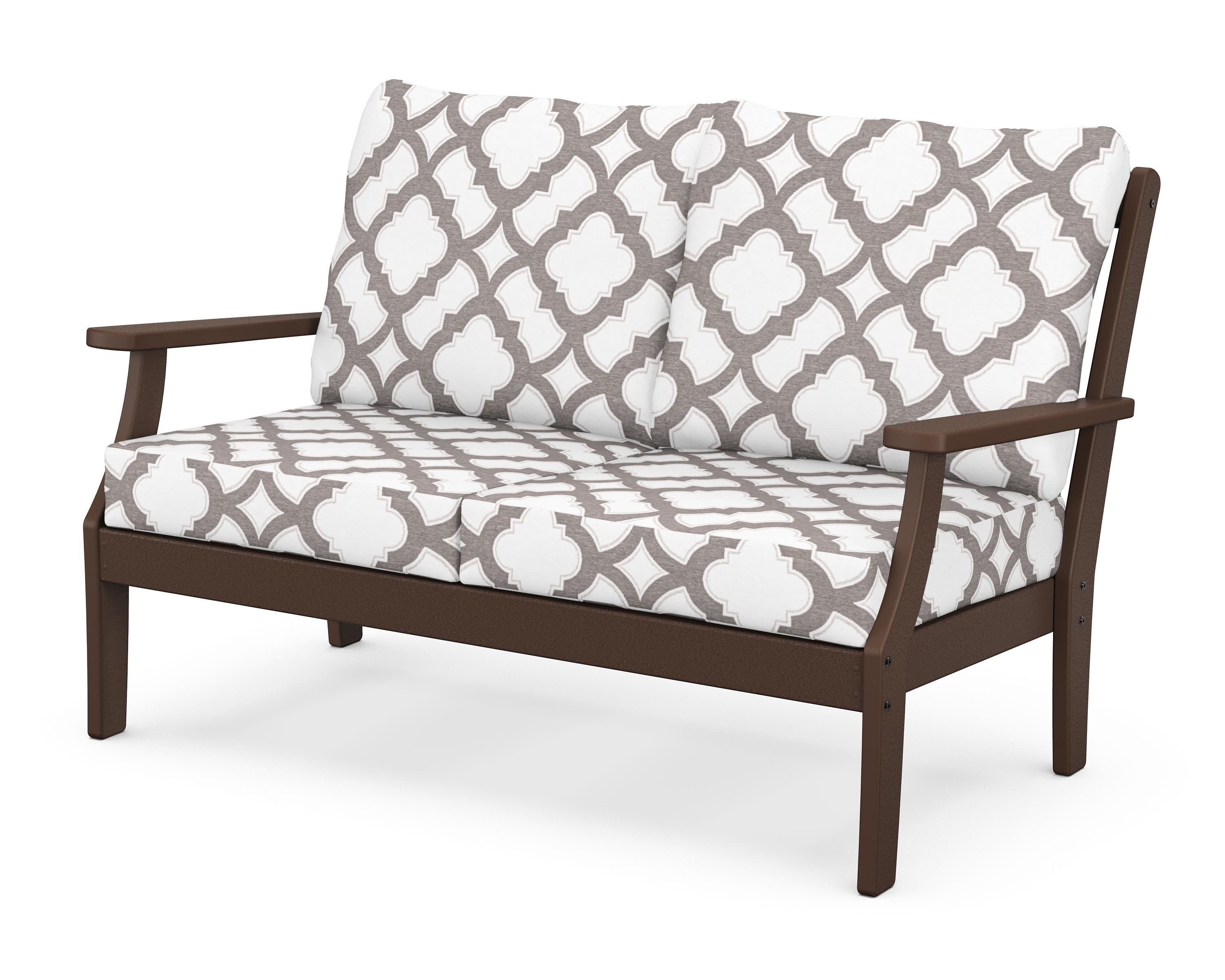 Braxton Deep Seating Loveseat in Mahogany / Trellis Grey Mist