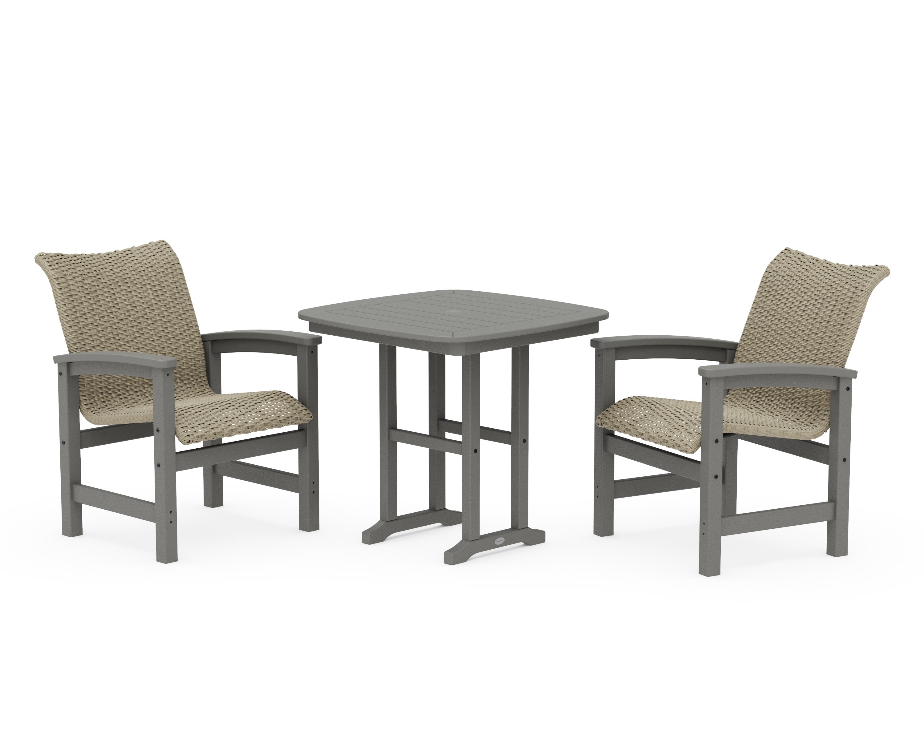 Coastal Woven 3-Piece Dining Set in Slate Grey / Dune Grass