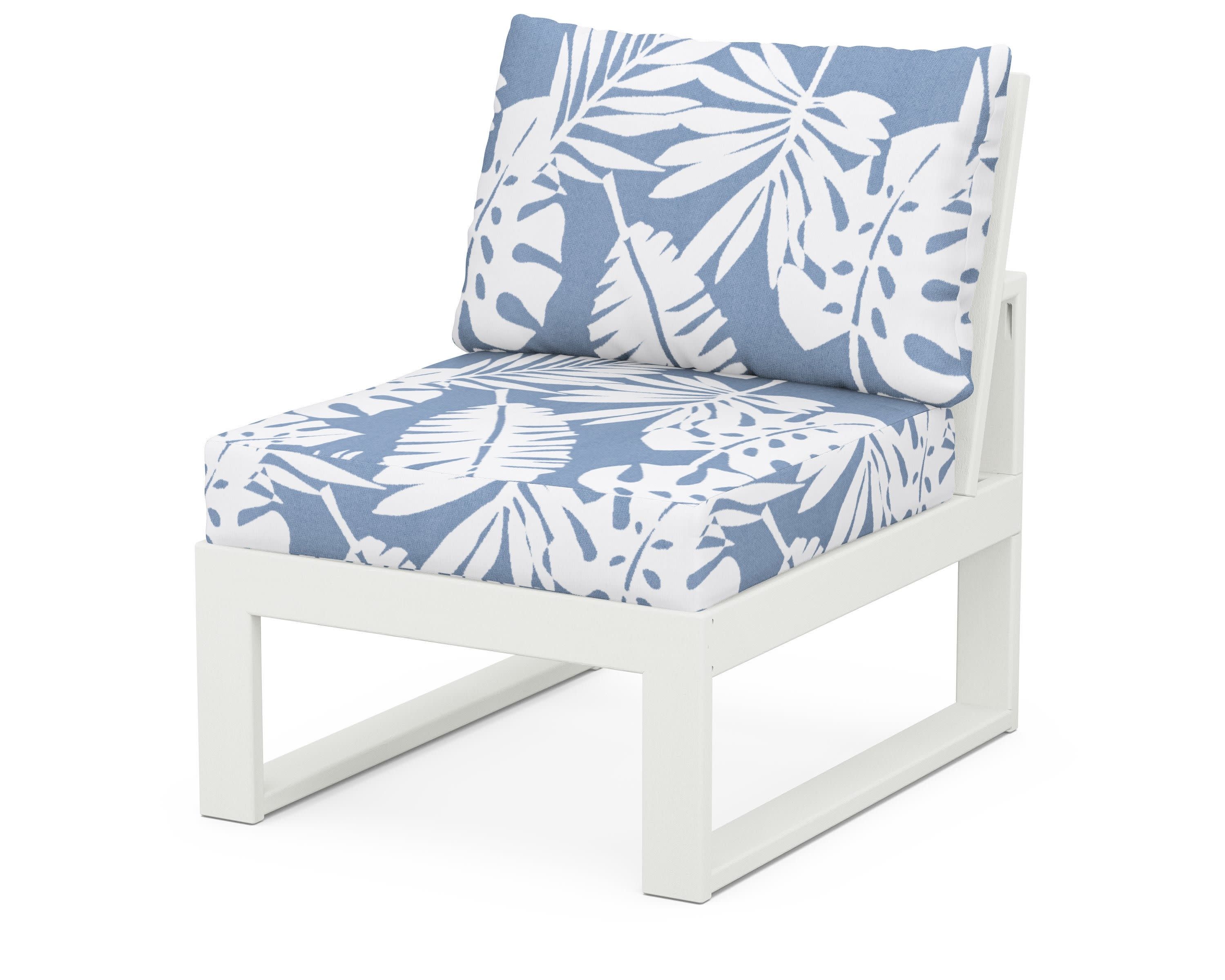Modular Armless Chair in Vintage White / Leaf Sky Blue