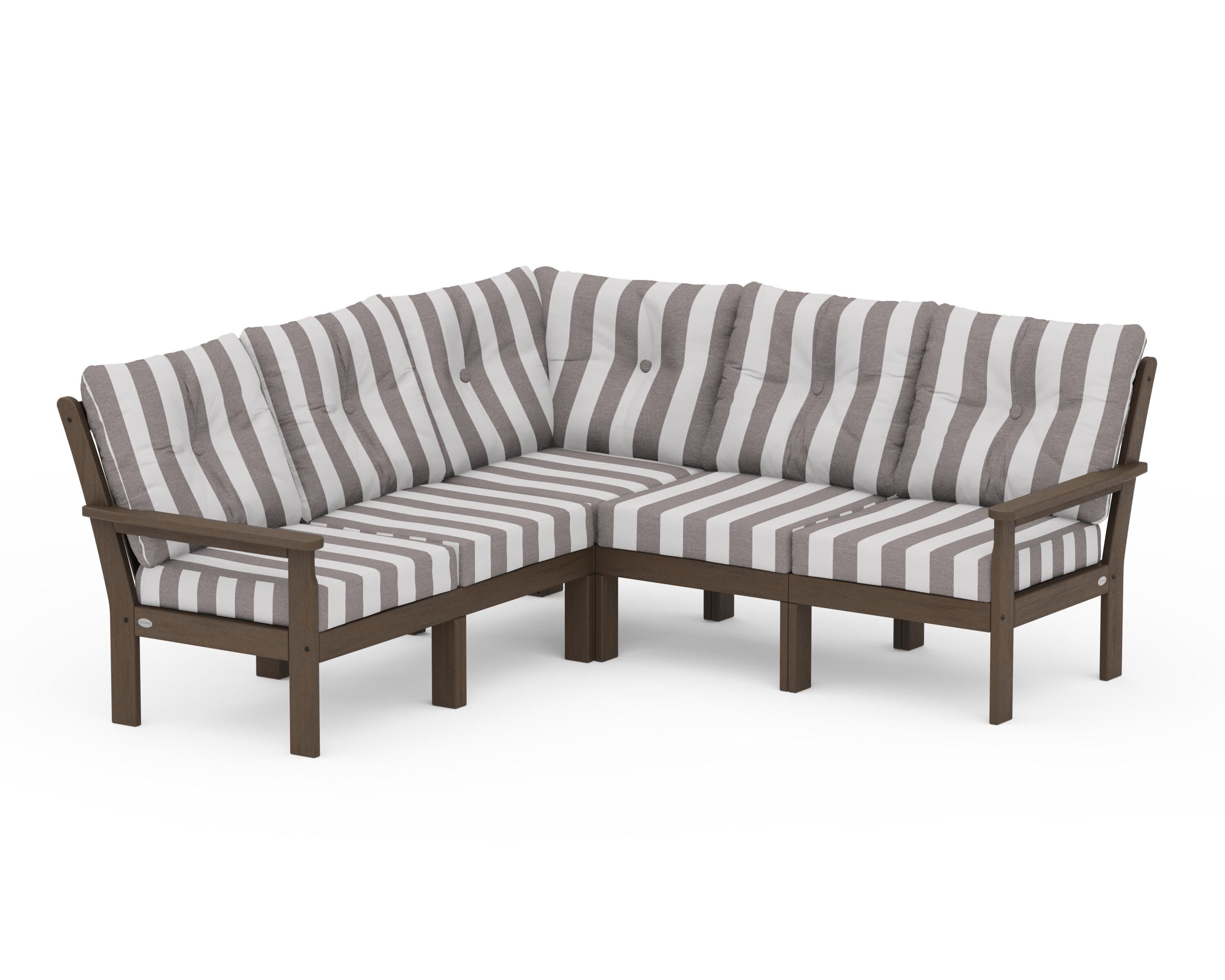 Vineyard 5-Piece Sectional in Kona / Cabana Stripe Grey Mist