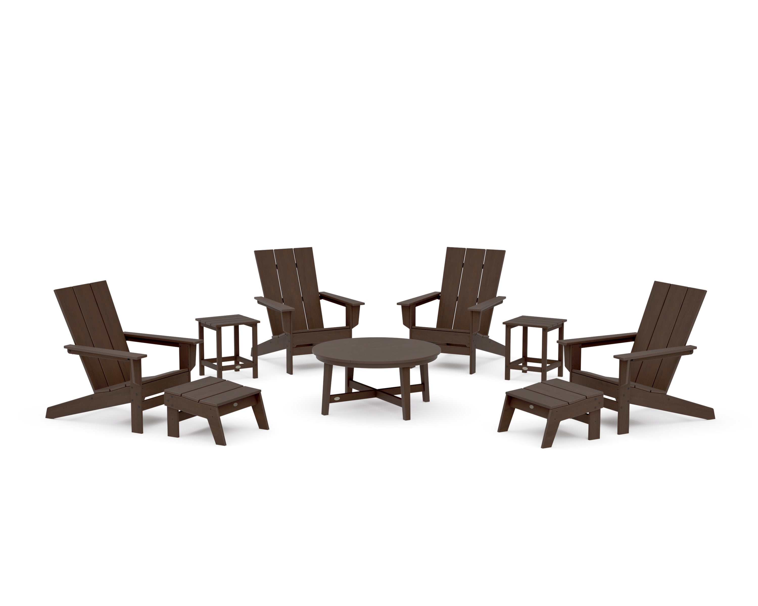 Modern Studio Adirondack 9-Piece Conversation Set in Kona