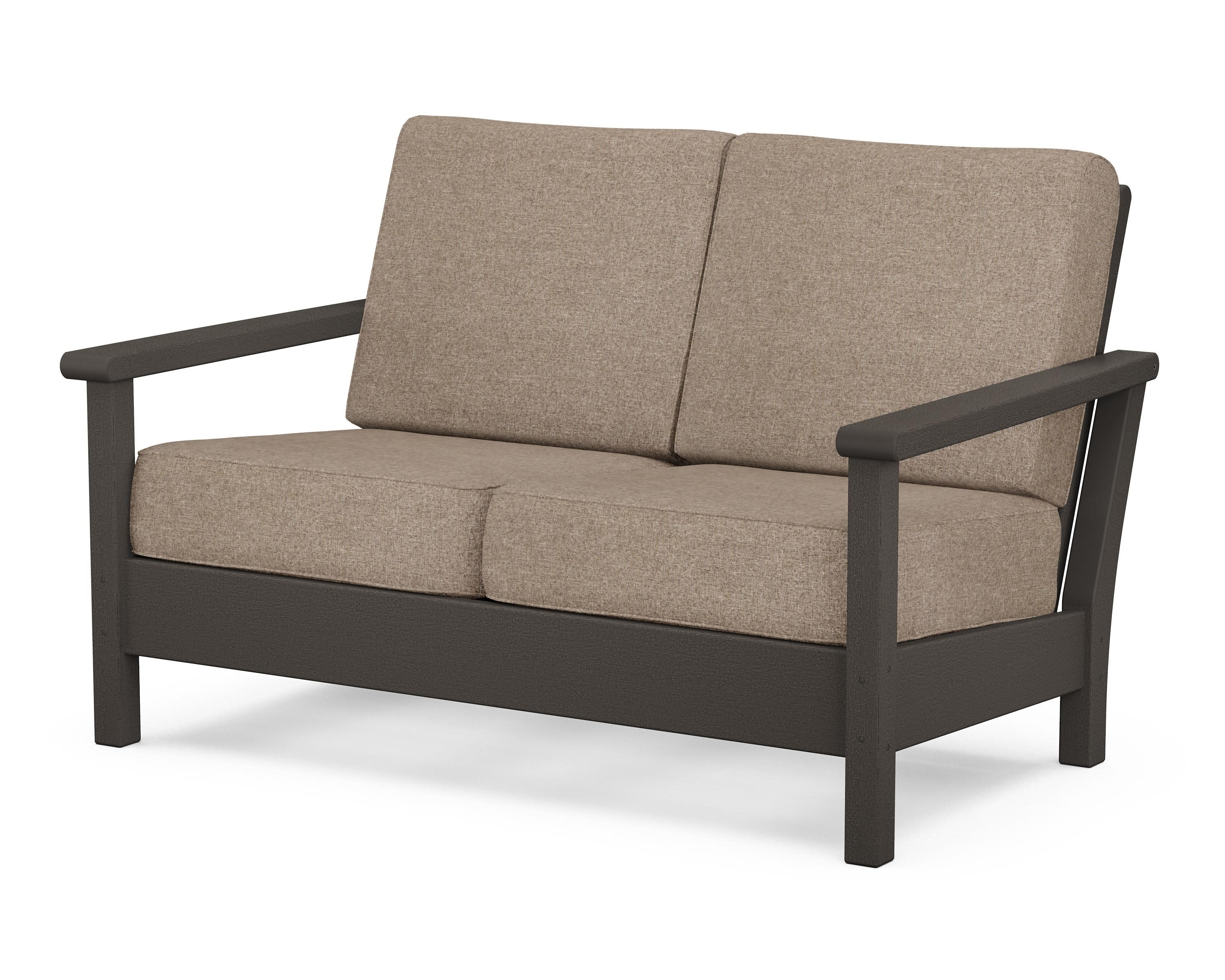 Harbour Deep Seating Loveseat in Vintage Coffee / Spiced Burlap